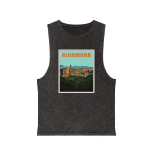 Alhambra Retro Travel Poster Unisex Stonewash Tank Top