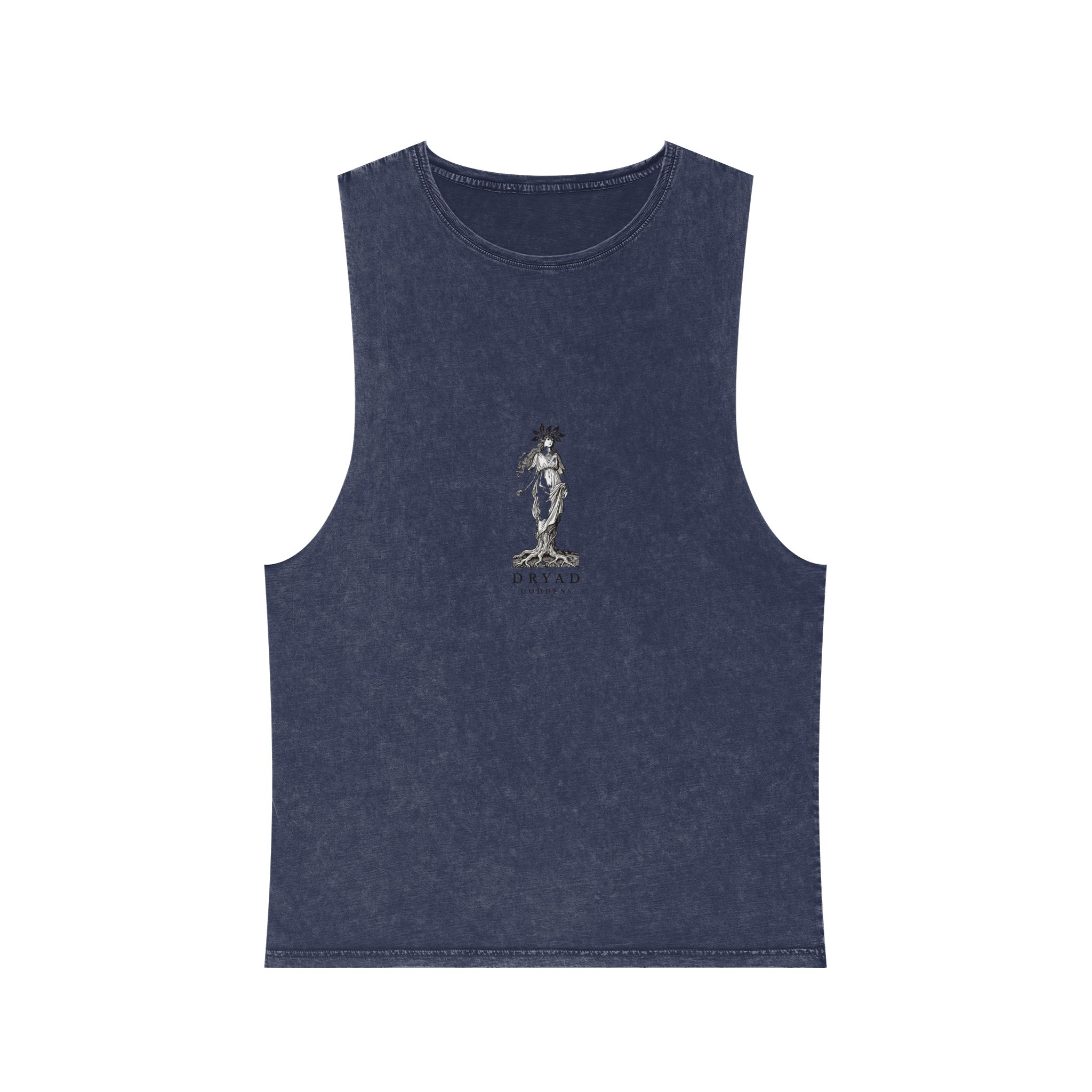 Engraved Logo Dryad Tree Spirit Woman With Roots Branches Symbolizing Forest Goddess Unisex Stonewash Tank Top - Image 13