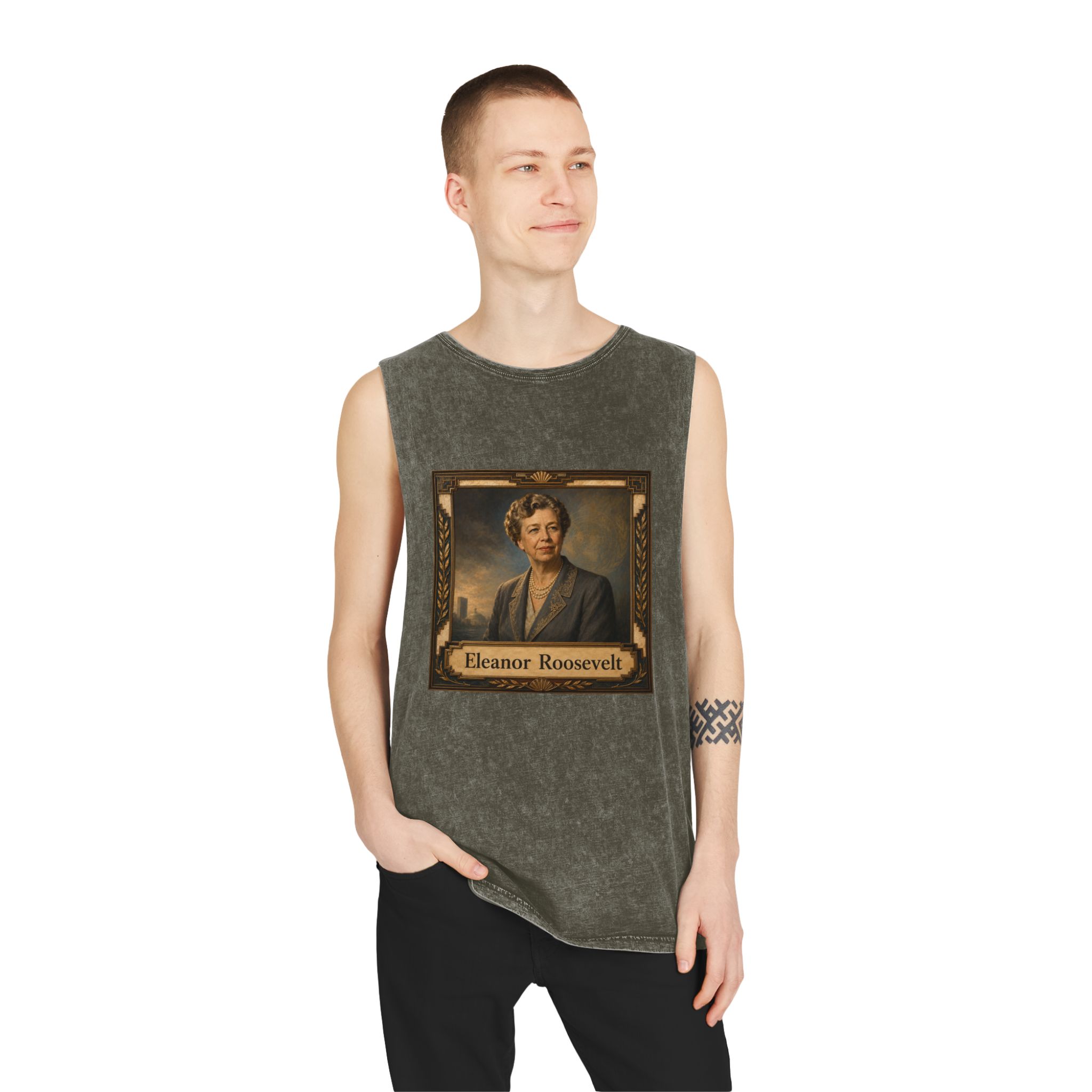 Eleanor Roosevelt Unisex Stonewash Tank Top - Image 7