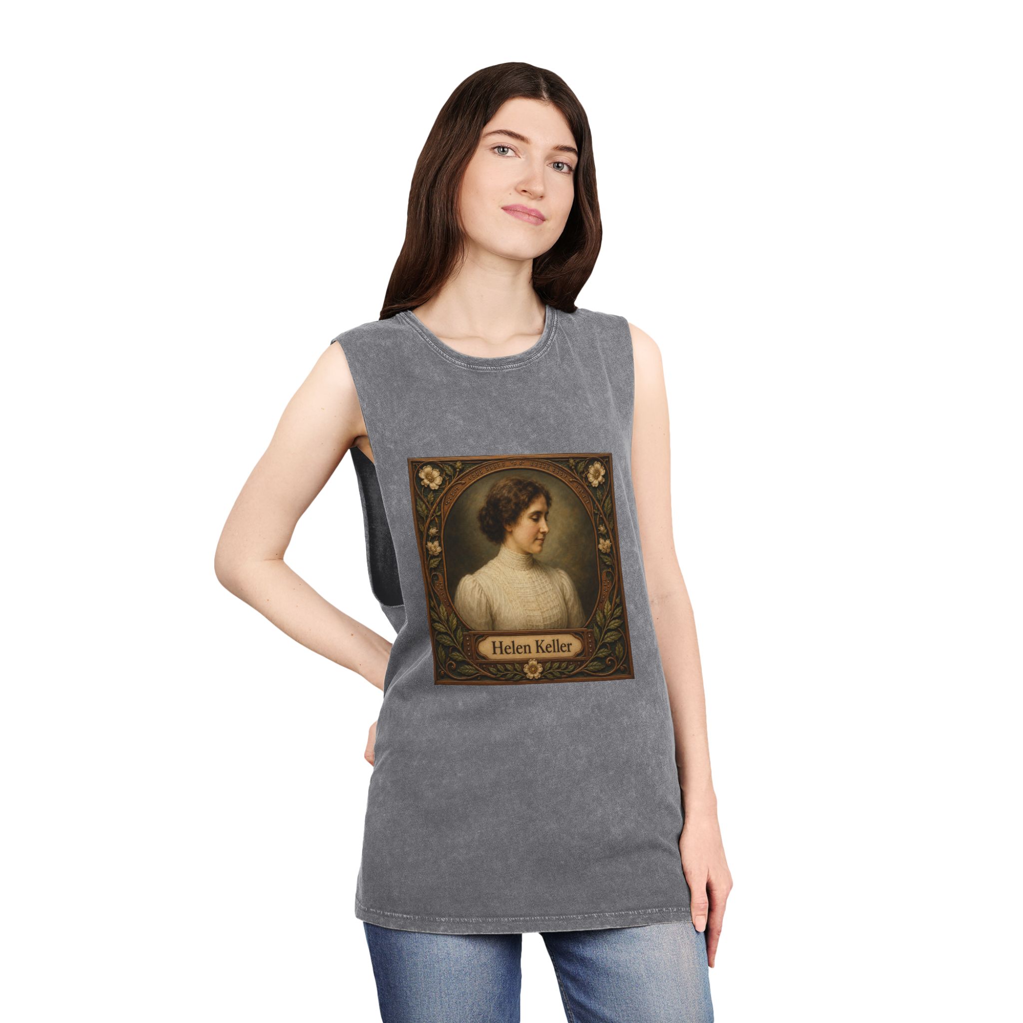 Helen Keller Unisex Stonewash Tank Top - Image 12