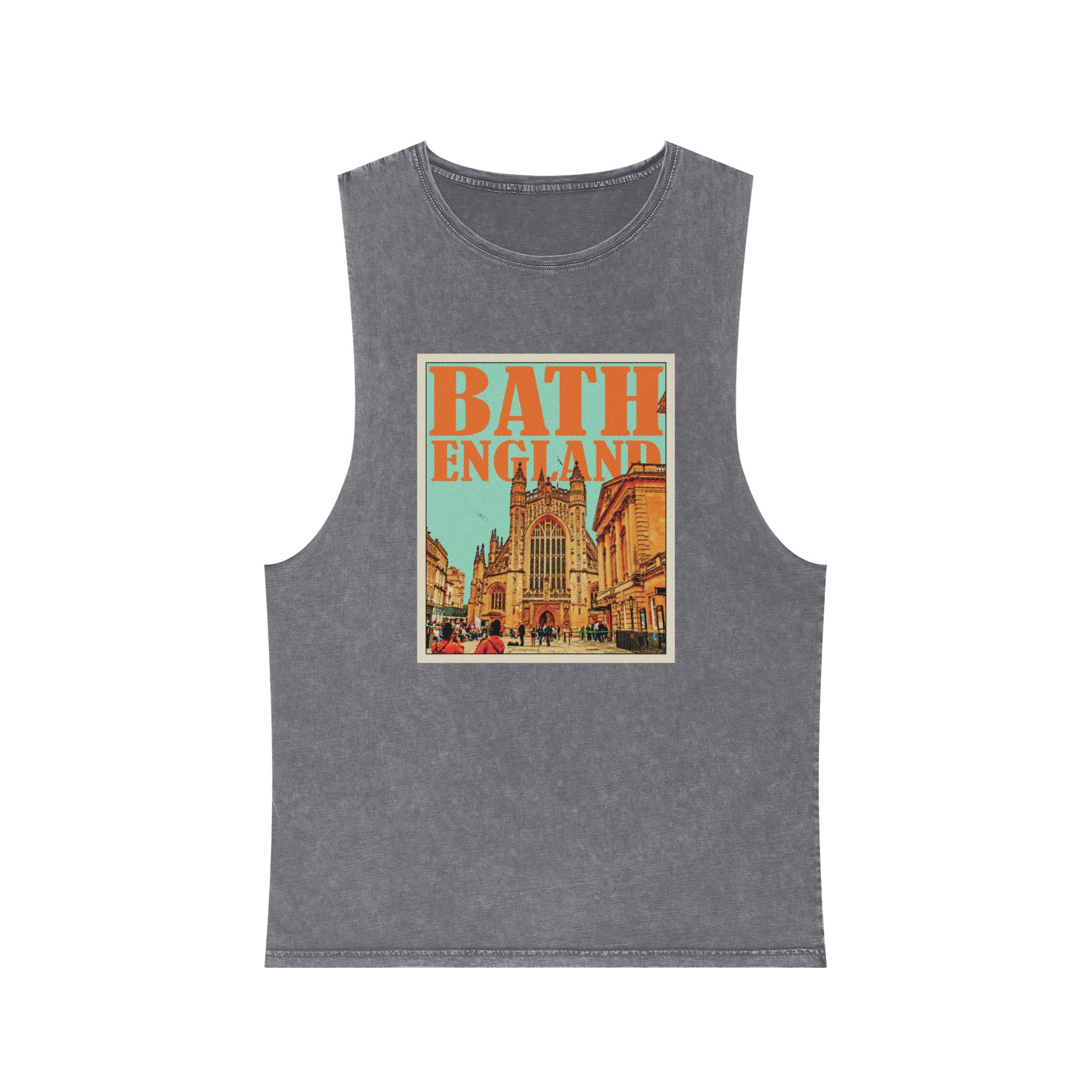 Bath England Retro Travel Poster Unisex Stonewash Tank Top - Image 9