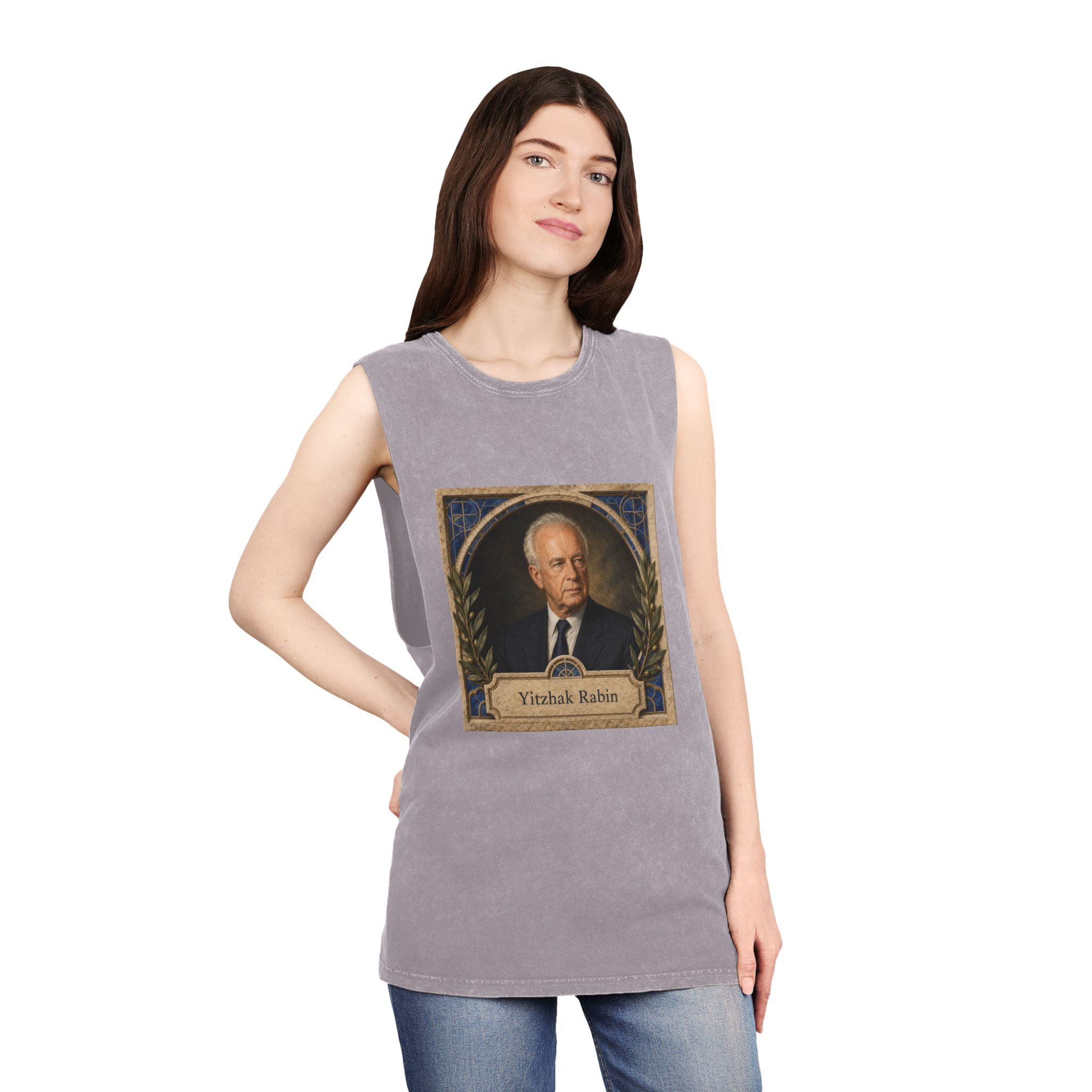 Yitzhak Rabin Unisex Stonewash Tank Top - Image 20