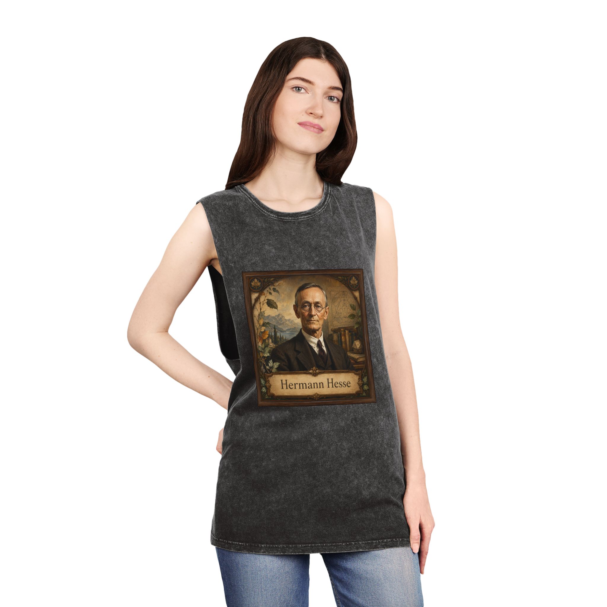 Hermann Hesse Unisex Stonewash Tank Top - Image 4