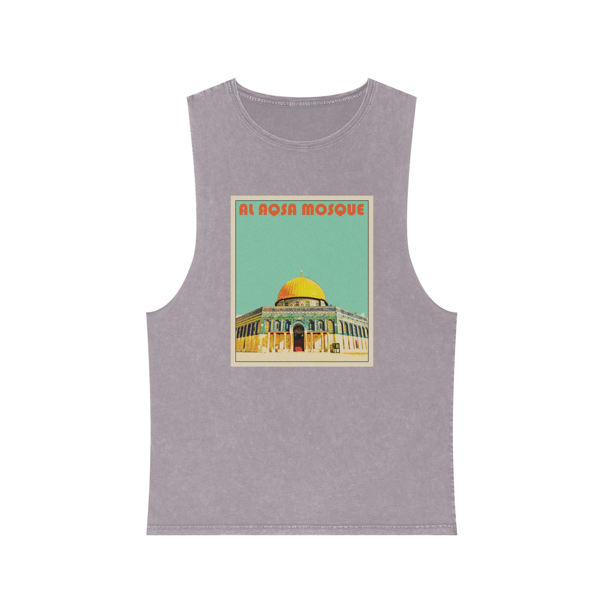 Al Aqsa Mosque Retro Travel Poster Unisex Stonewash Tank Top - Image 17