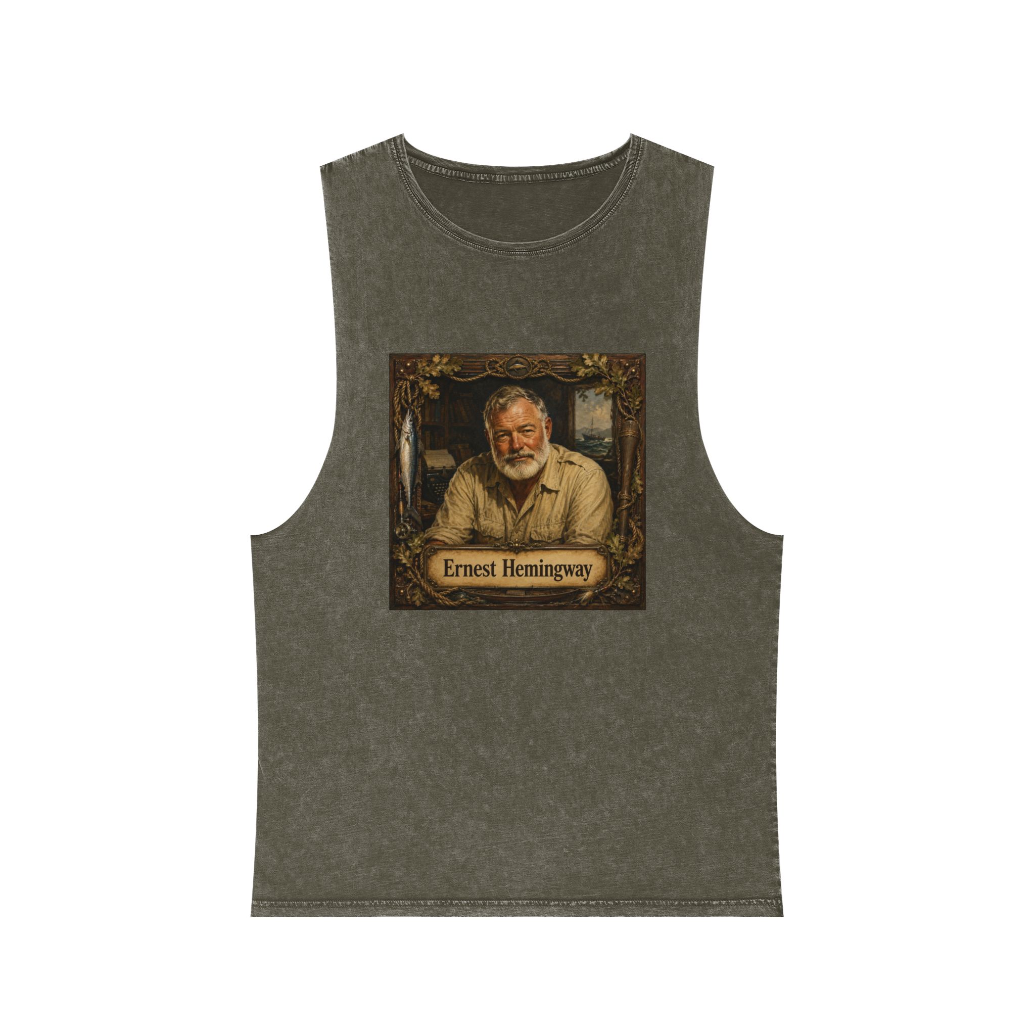 Ernest Hemingway Unisex Stonewash Tank Top - Image 5