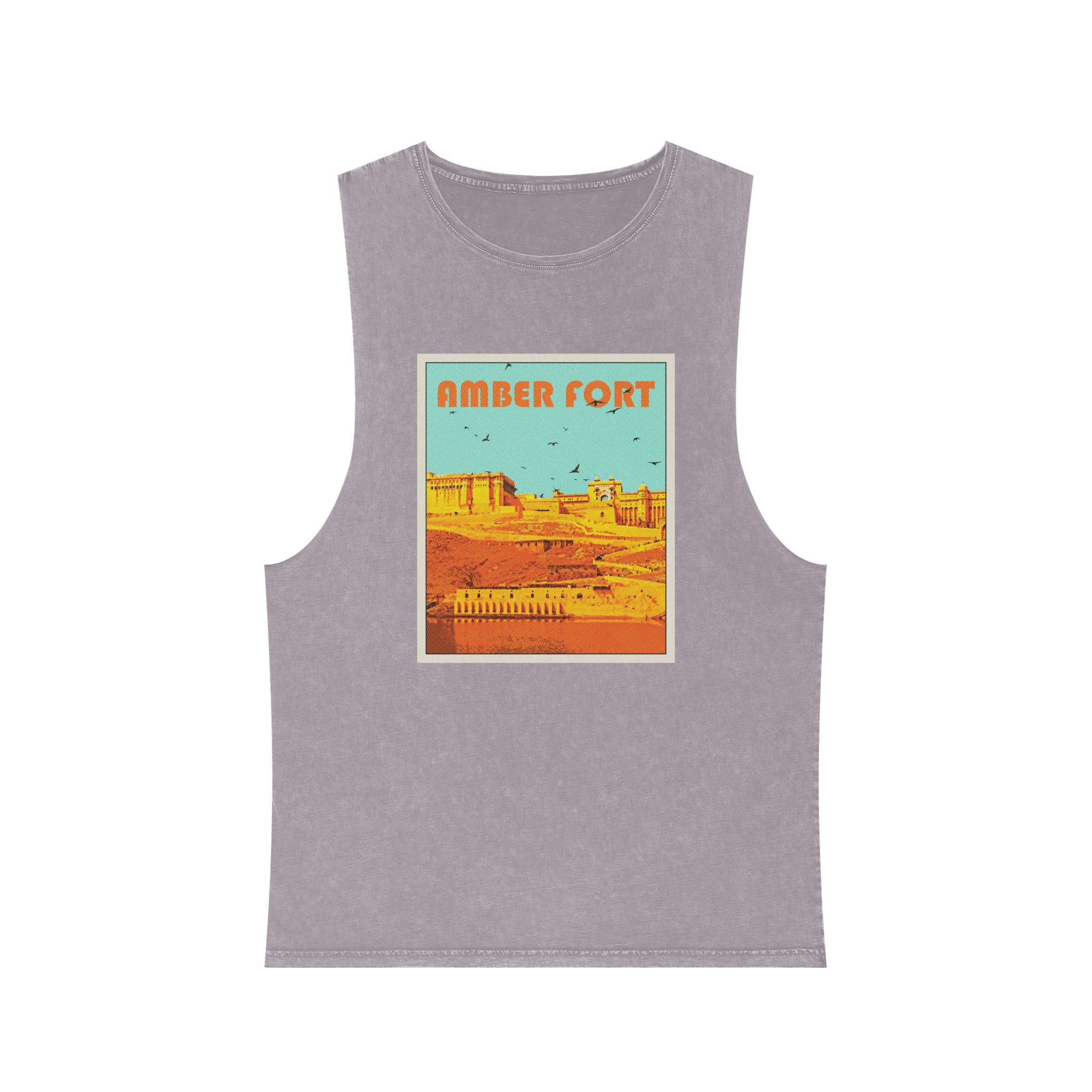 Amber Fort Retro Travel Poster Unisex Stonewash Tank Top - Image 17