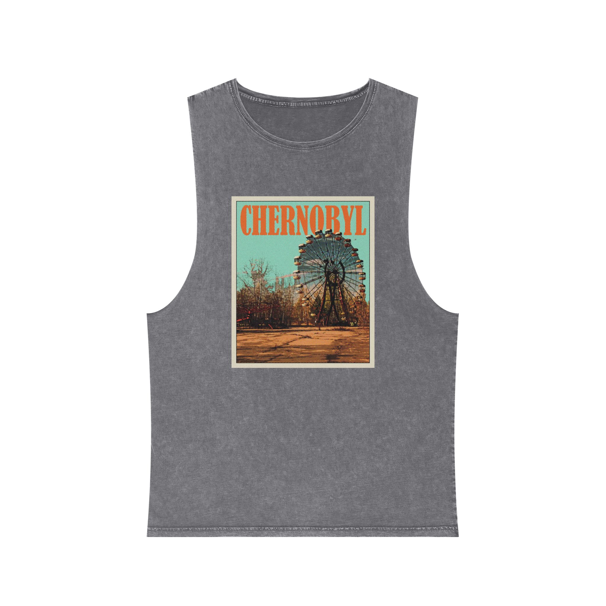 Chernobyl Retro Travel Poster Unisex Stonewash Tank Top - Image 9