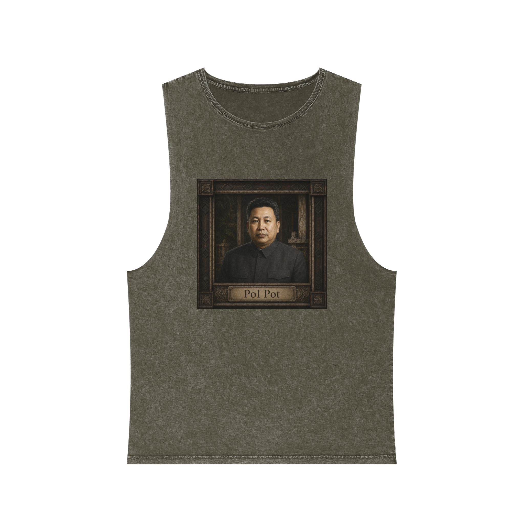 Pol Pot Unisex Stonewash Tank Top - Image 5