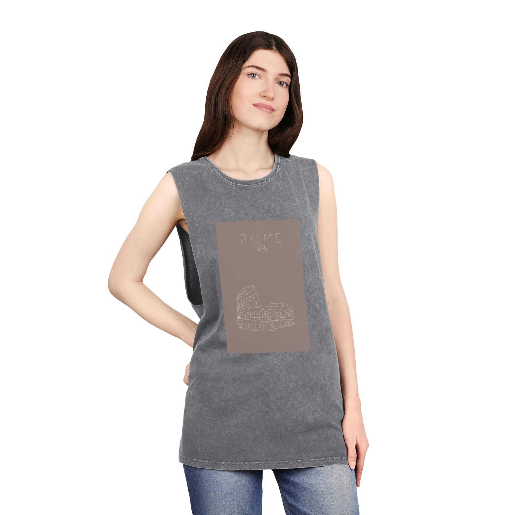 Poster City Rome Brown Unisex Stonewash Tank Top - Image 12