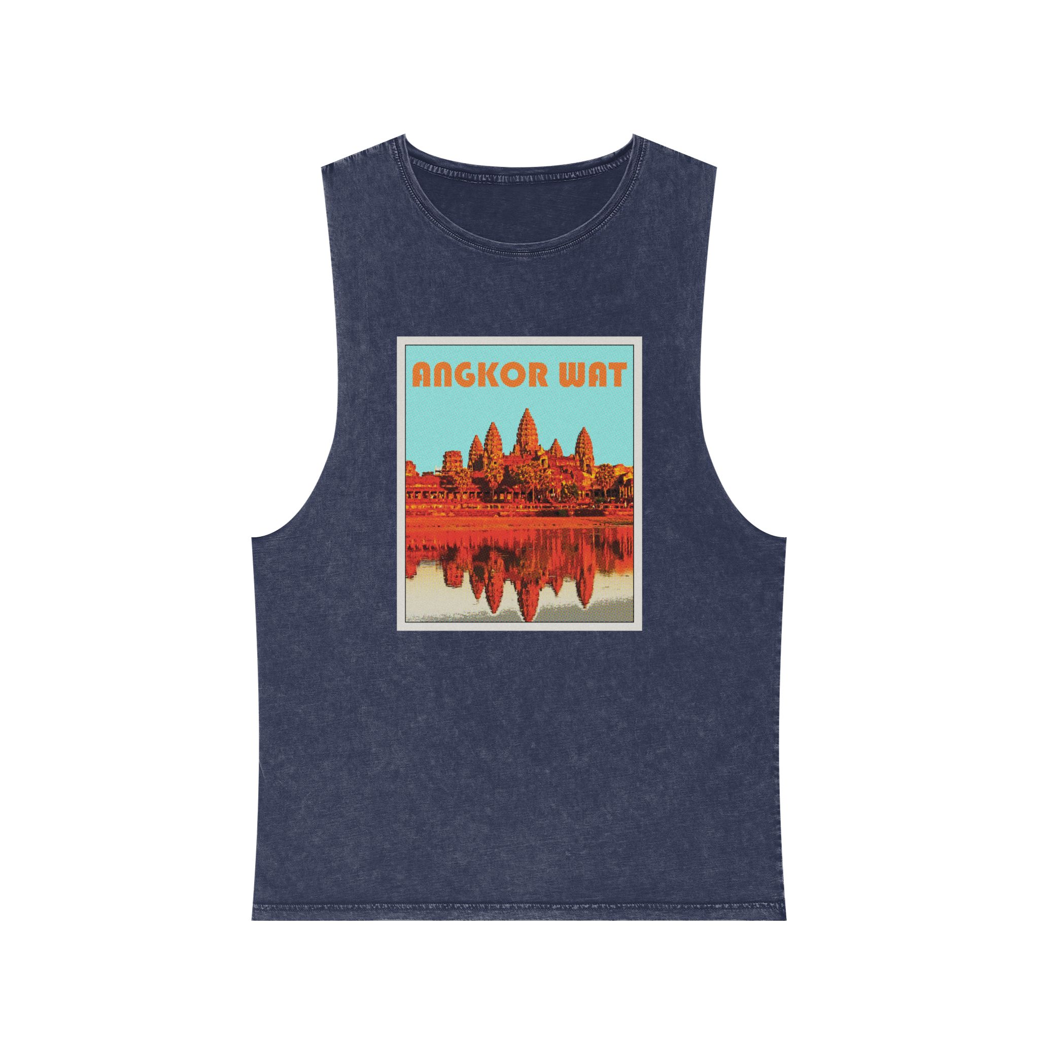 Angkor Wat Retro Travel Poster (1) Unisex Stonewash Tank Top - Image 13