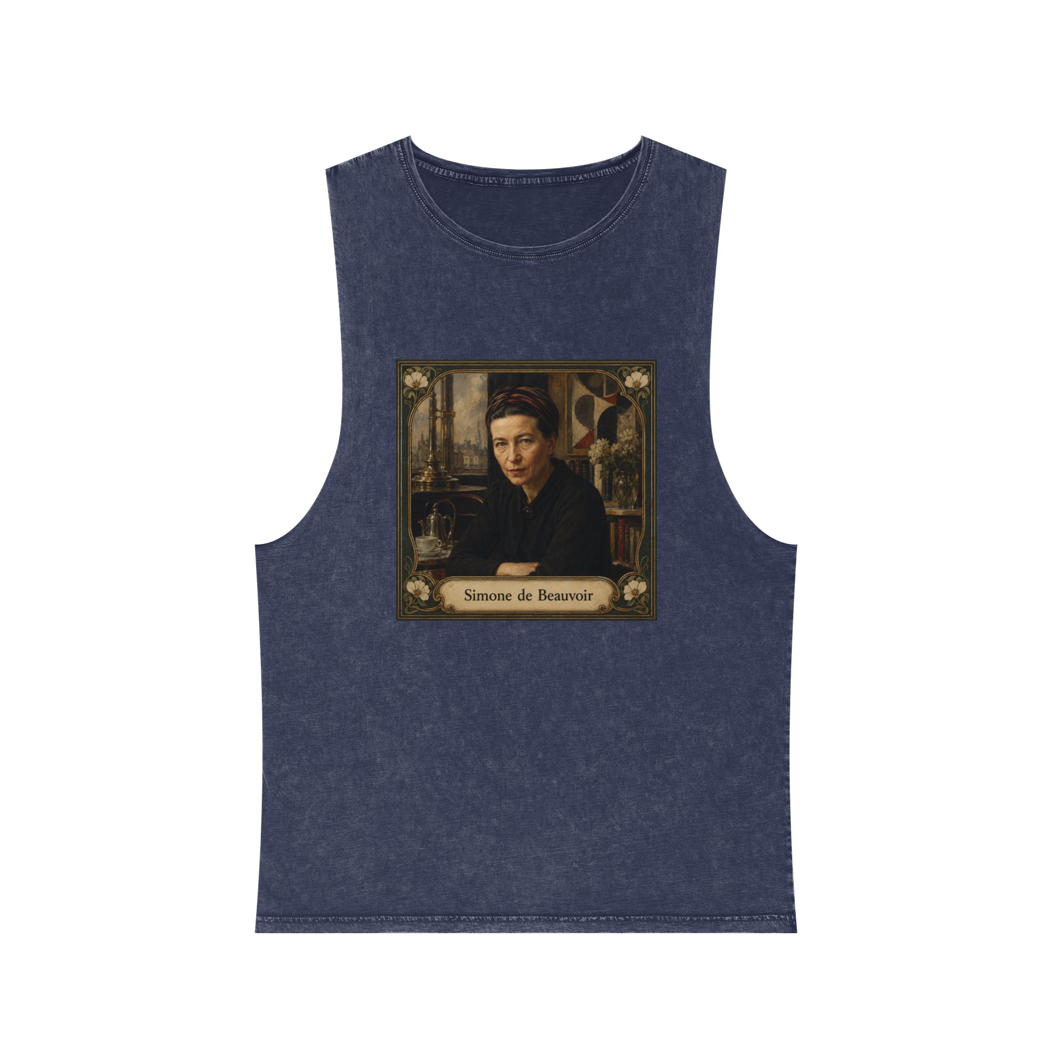 Simone de Beauvoir Unisex Stonewash Tank Top - Image 13