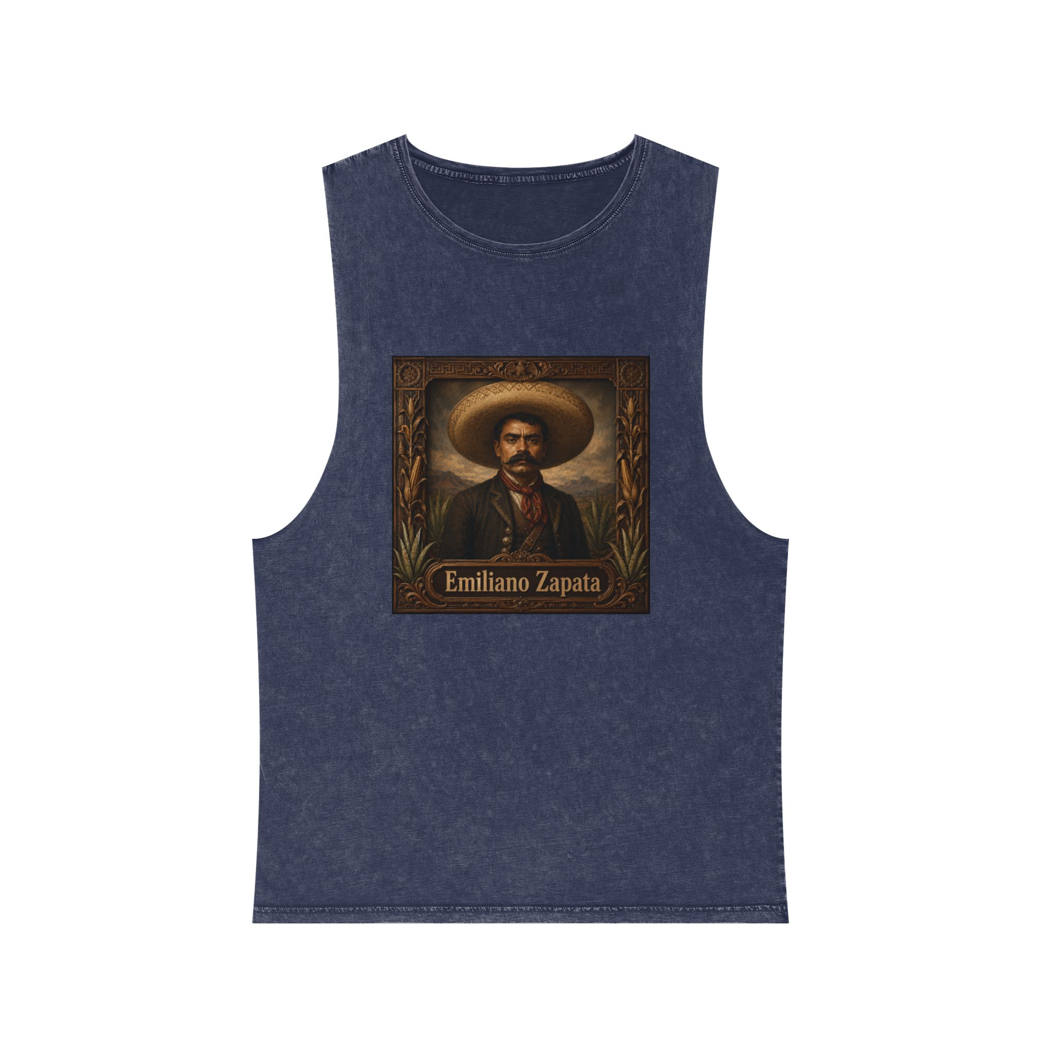 Emiliano Zapata Unisex Stonewash Tank Top - Image 13