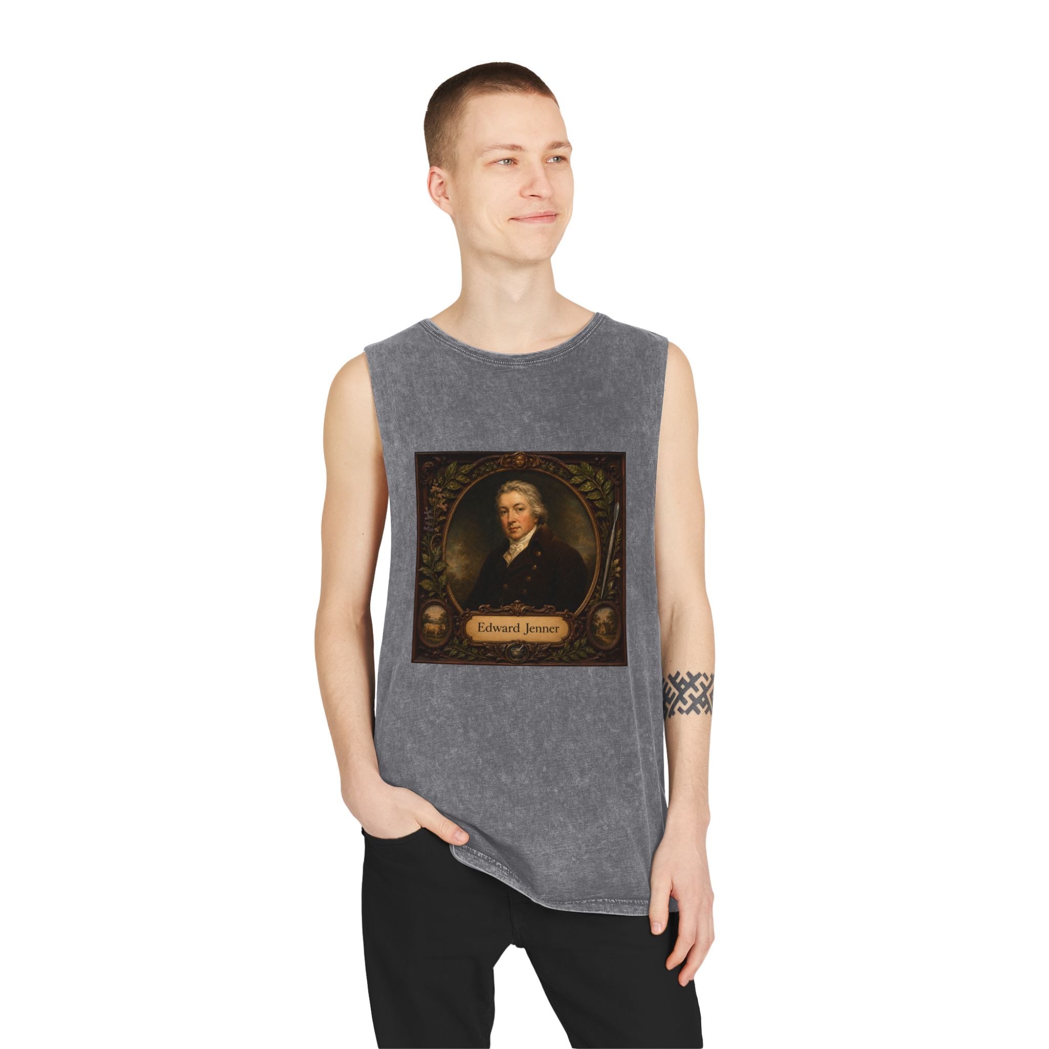 Edward Jenner Unisex Stonewash Tank Top - Image 11