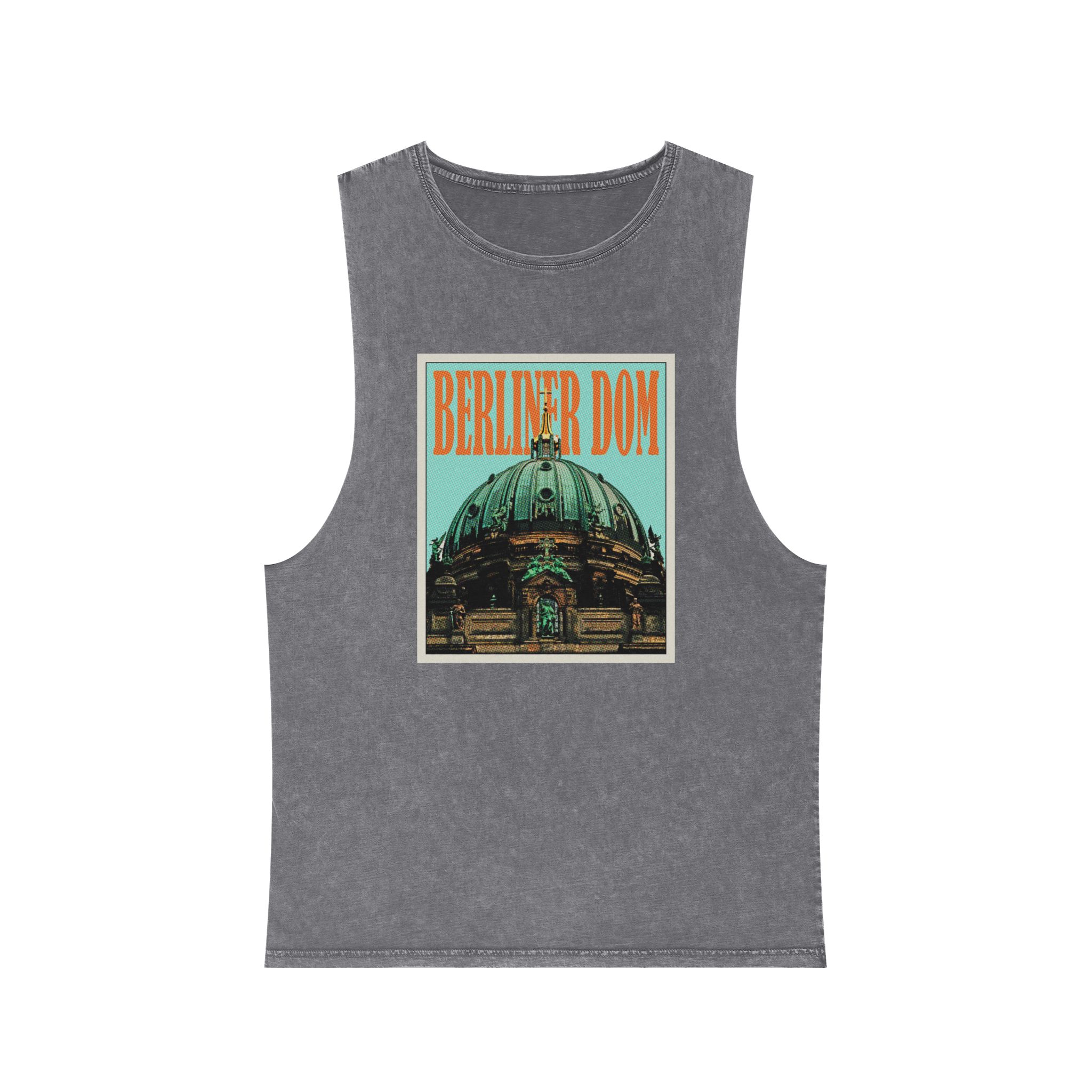 Berliner Dom Retro Travel Poster Unisex Stonewash Tank Top - Image 9