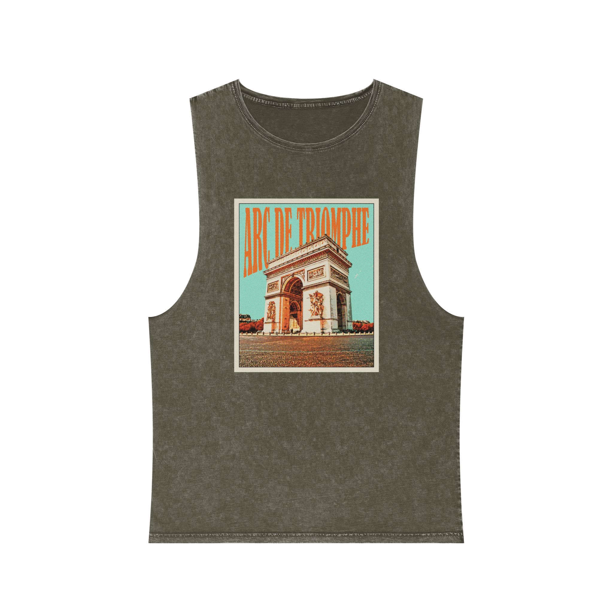 Arc de Triomphe Retro Travel Poster Unisex Stonewash Tank Top - Image 5