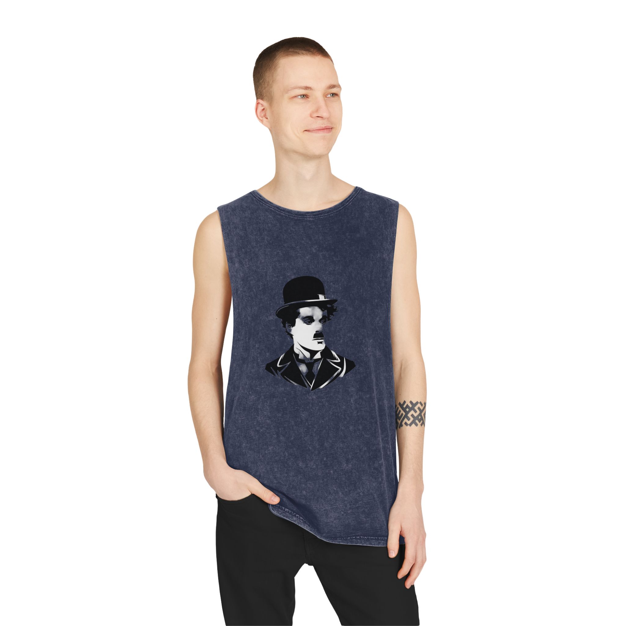 Charlie Chaplin Unisex Stonewash Tank Top - Image 15