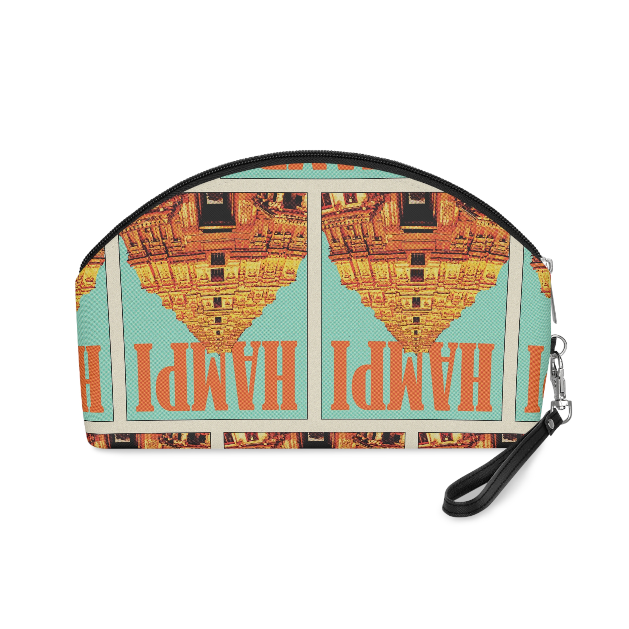 Hampi Retro Travel Poster Makeup Bag - Image 2
