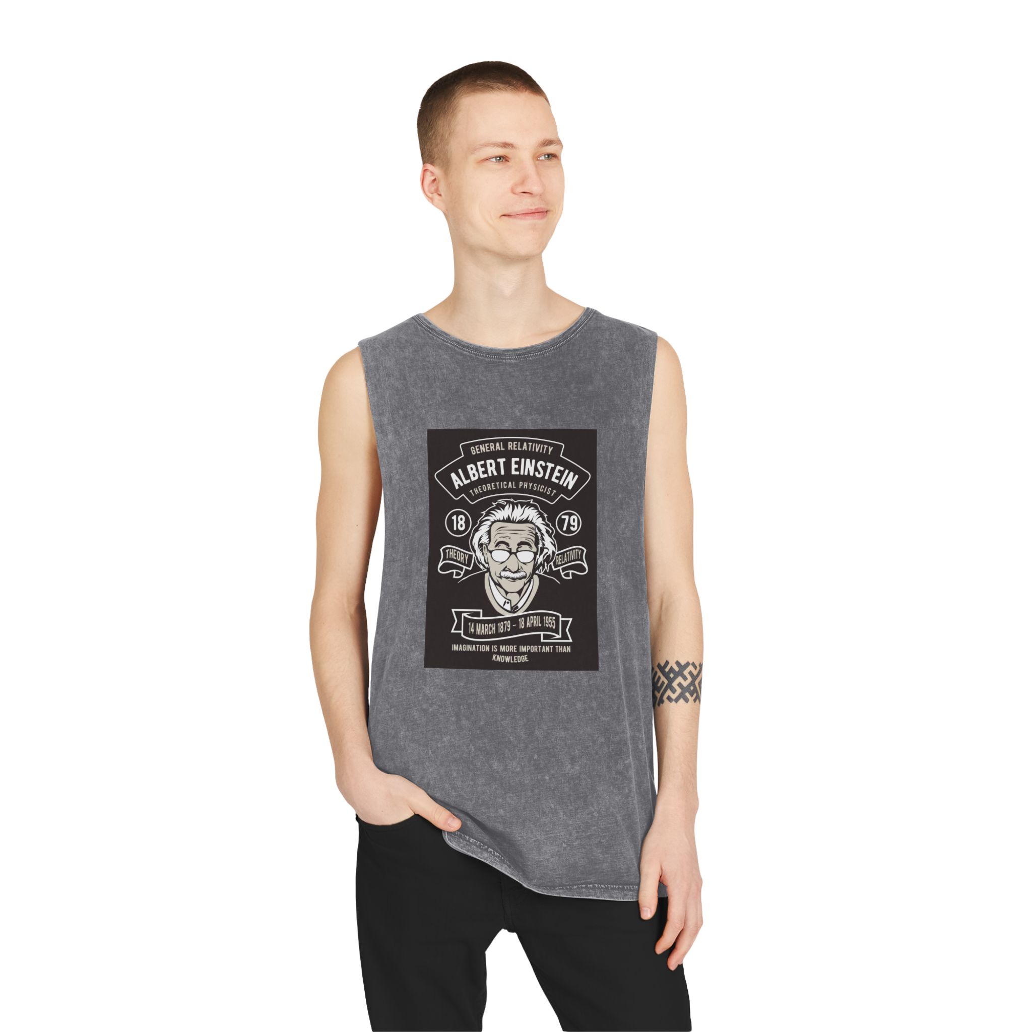 Albert Einstein Copia Unisex Stonewash Tank Top - Image 11