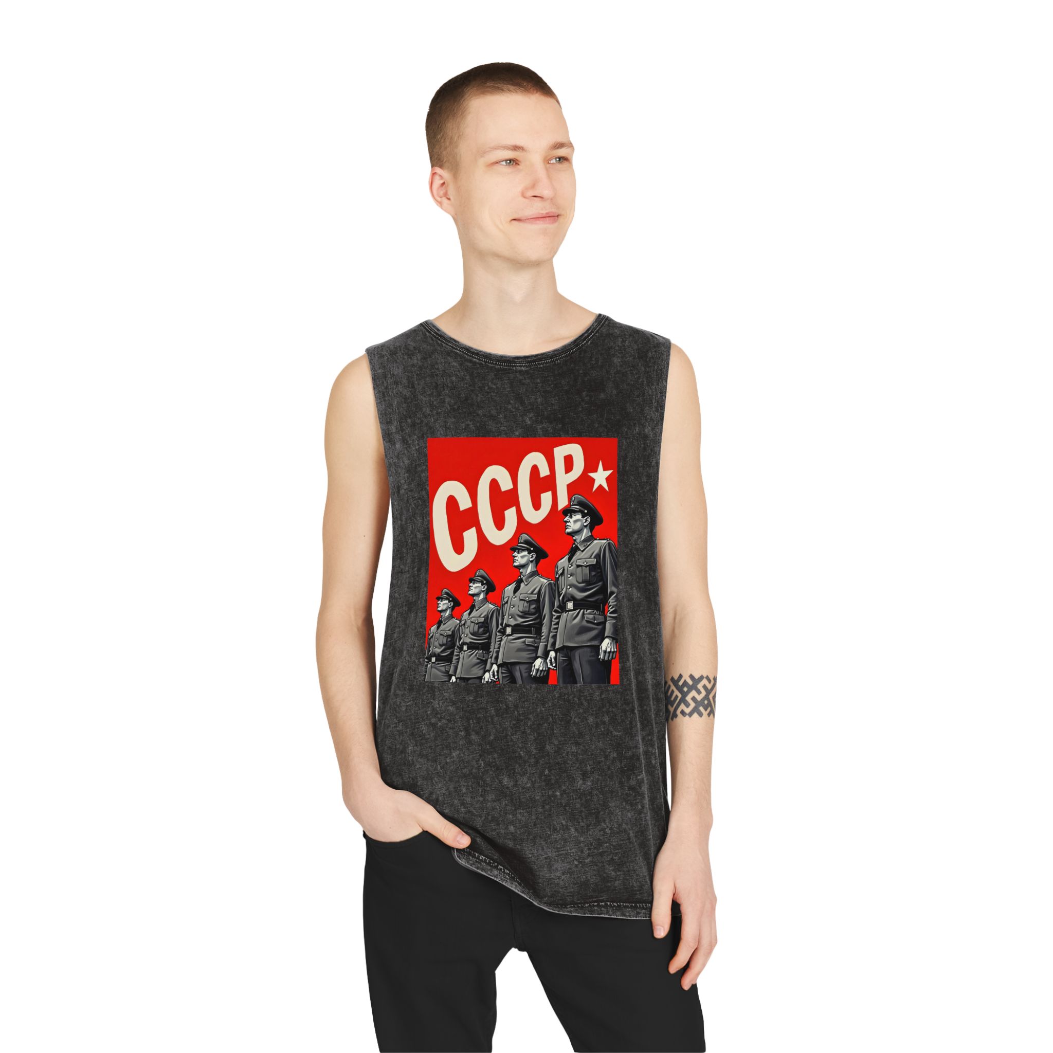 Cccp 1 Unisex Stonewash Tank Top - Image 3
