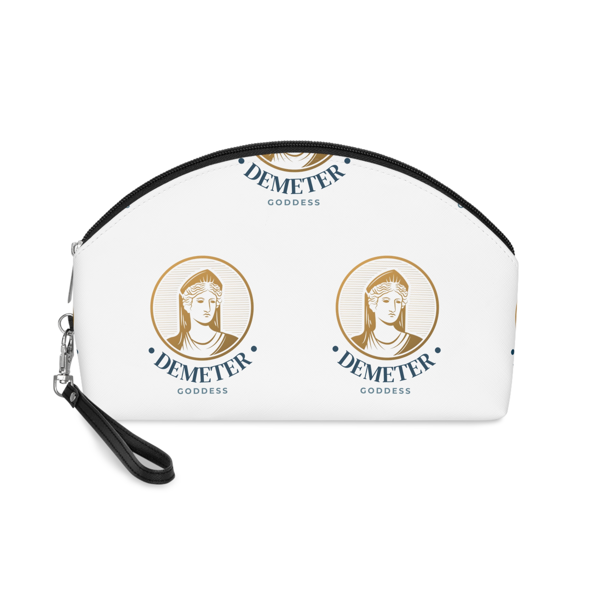 Detailed Goddess Logo With Golden Elements Makeup Bag