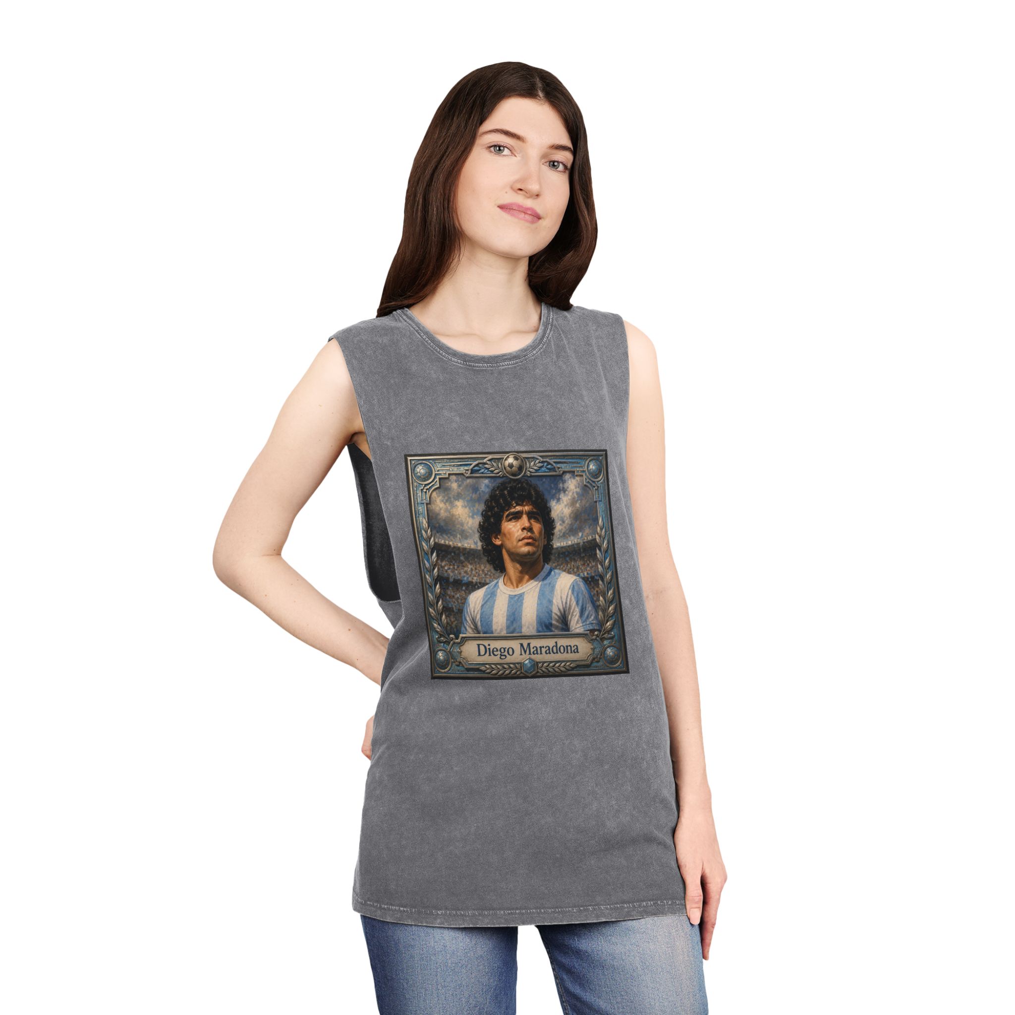 Diego Maradona Unisex Stonewash Tank Top - Image 12