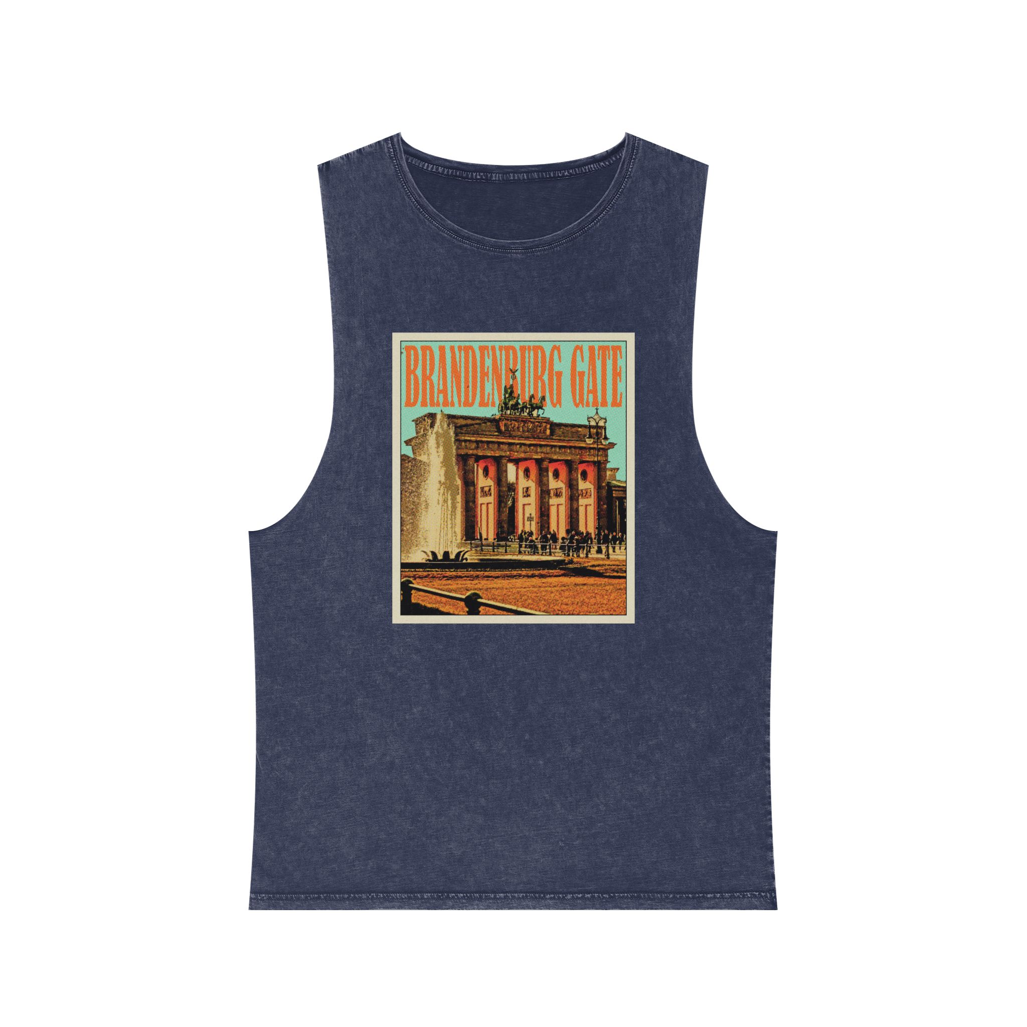 Brandenburg Gate Retro Travel Poster Unisex Stonewash Tank Top - Image 13
