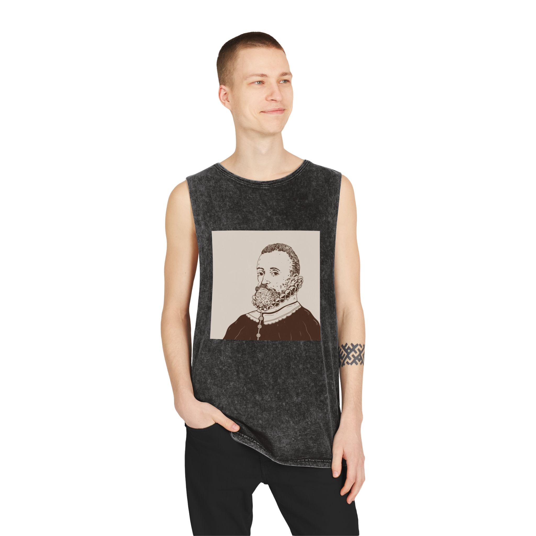 Historical Design E34CAD Unisex Stonewash Tank Top - Image 3