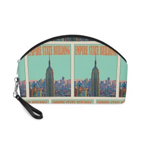 Empire State Building Retro Travel Poster Makeup Bag
