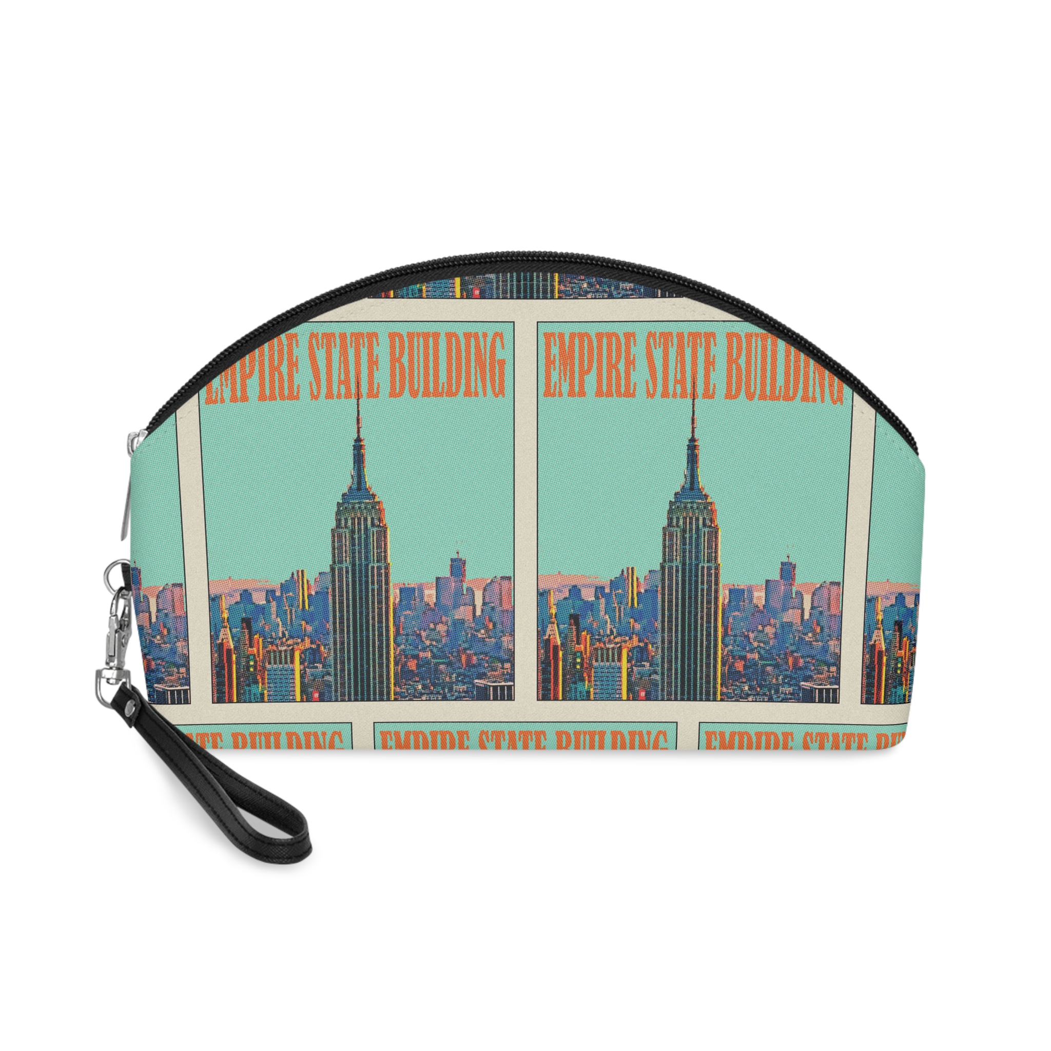 Empire State Building Retro Travel Poster Makeup Bag