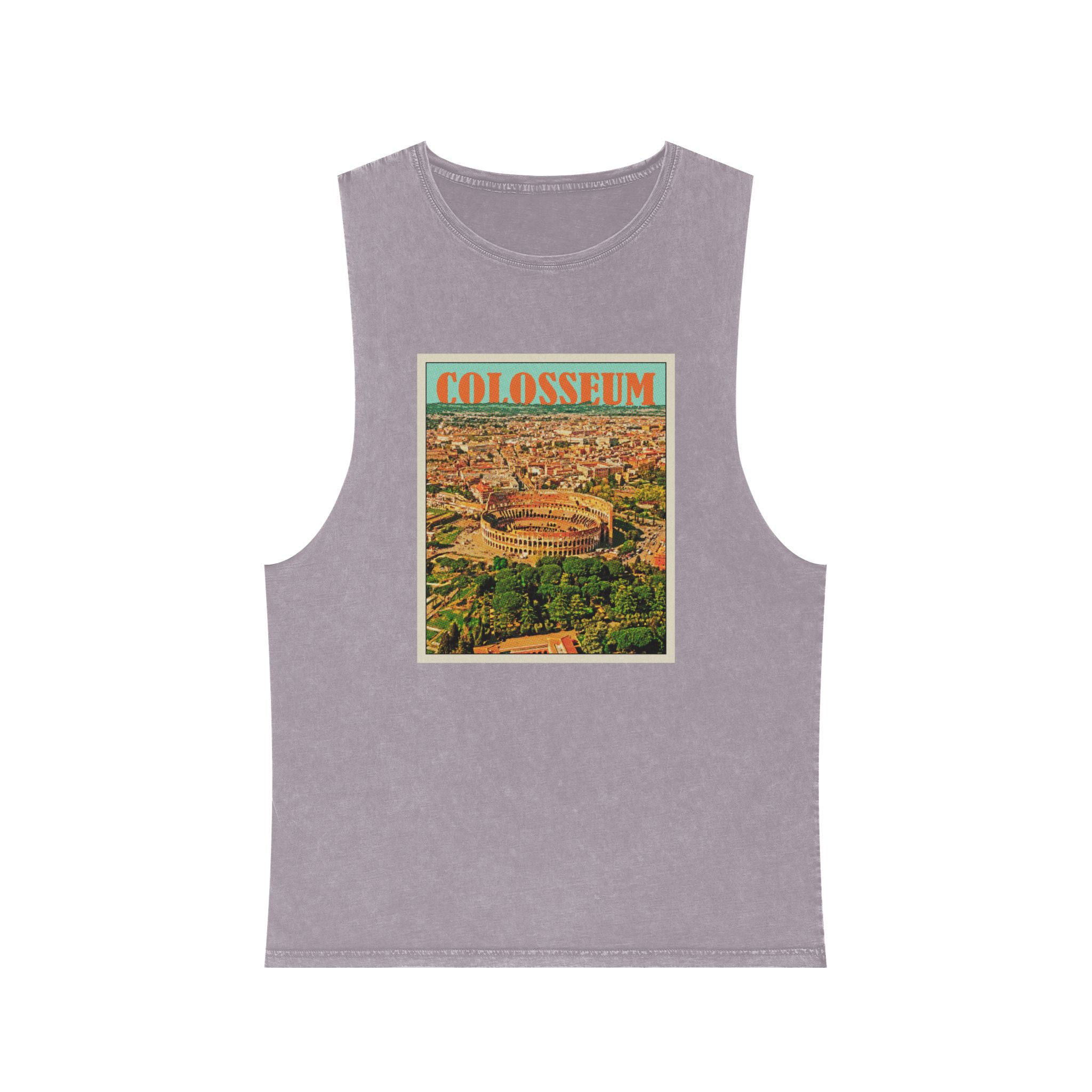Colosseum Retro Travel Poster Unisex Stonewash Tank Top - Image 17
