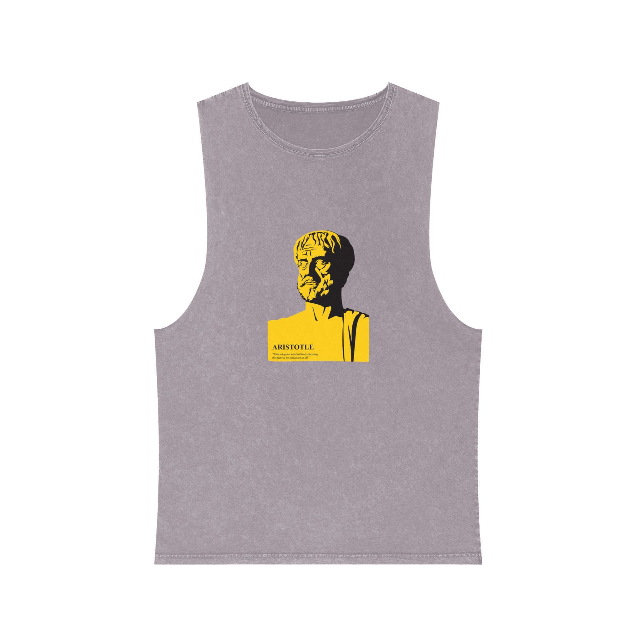 Aristotle Silhuette Flat Art Graphic Art Aristotle With Quote Unisex Stonewash Tank Top - Image 17