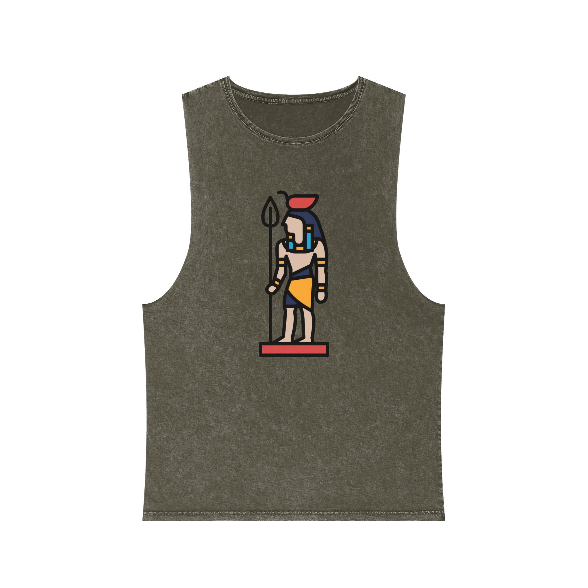Ancient Egyptian Sculpture Line Style Unisex Stonewash Tank Top - Image 5