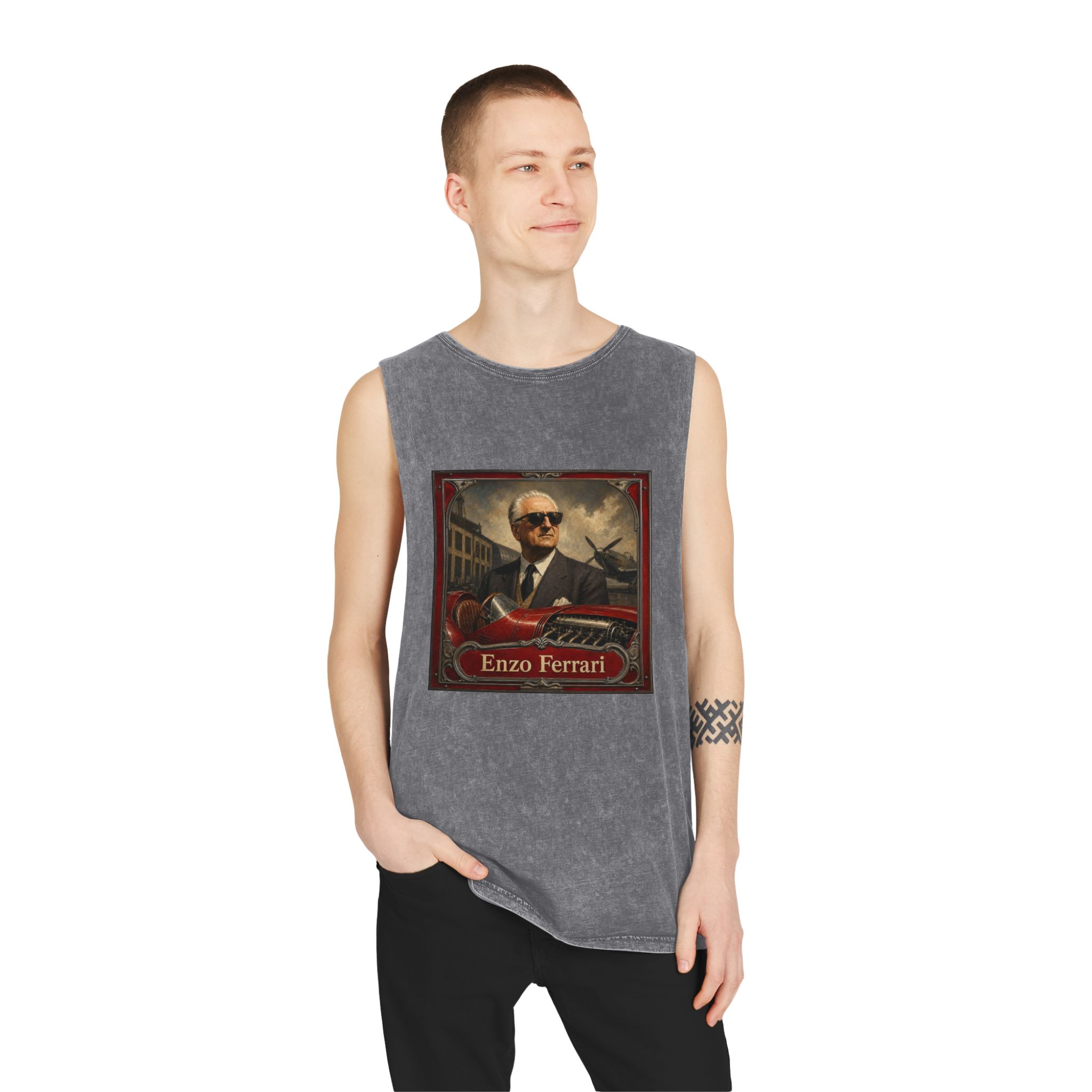 Enzo Ferrari Unisex Stonewash Tank Top - Image 11
