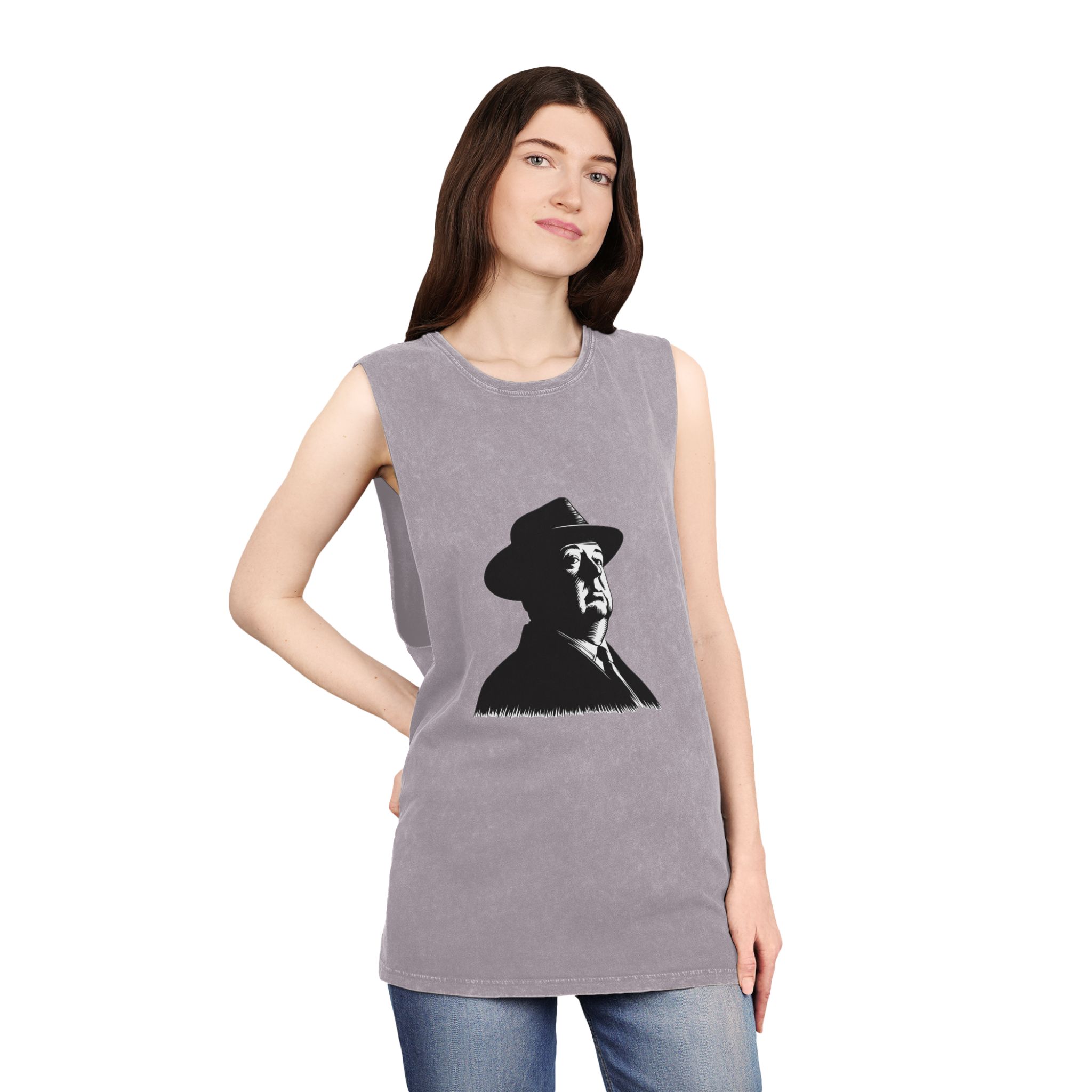 Fondo de “alfred Hitchcock (1) Unisex Stonewash Tank Top - Image 20