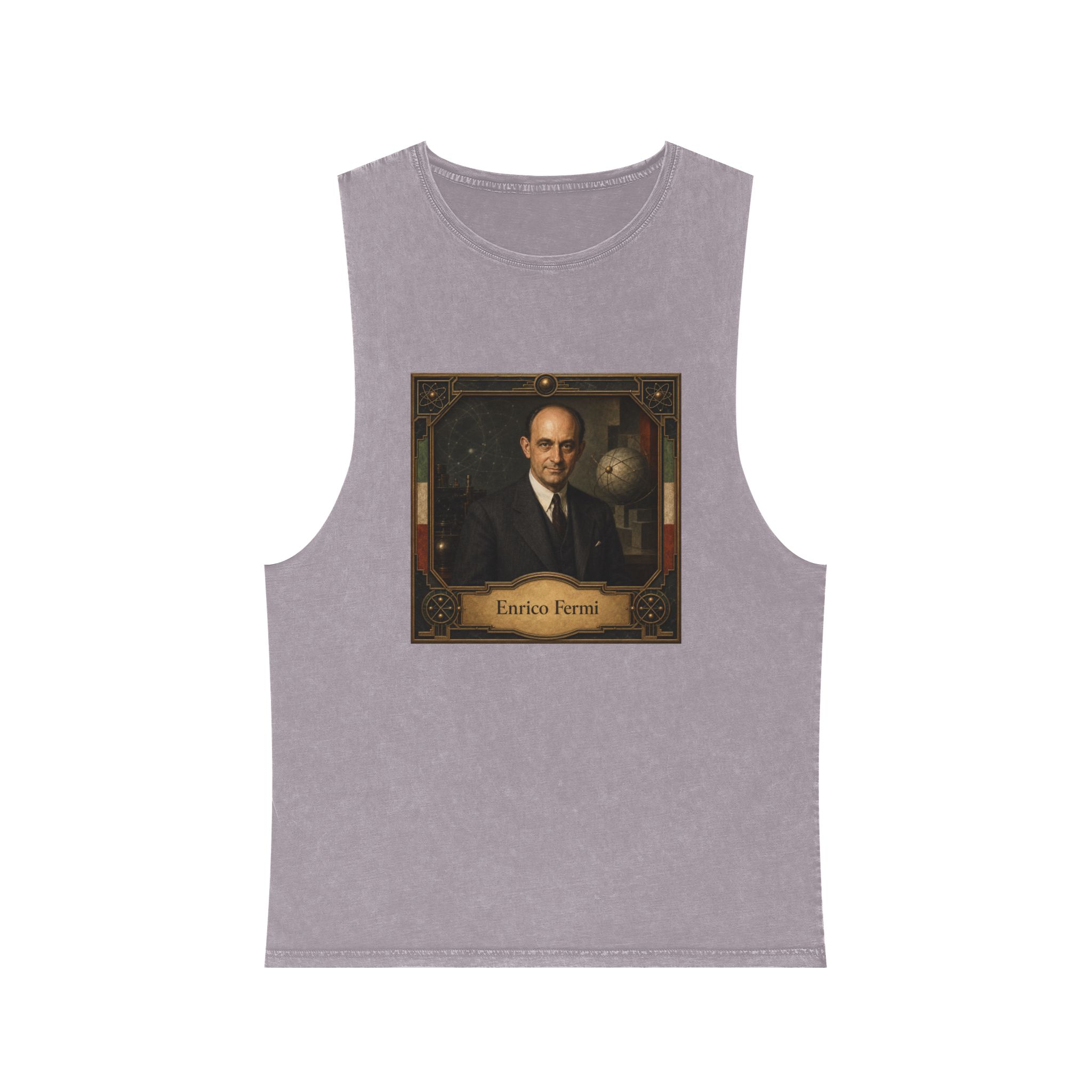 Enrico Fermi Unisex Stonewash Tank Top - Image 17