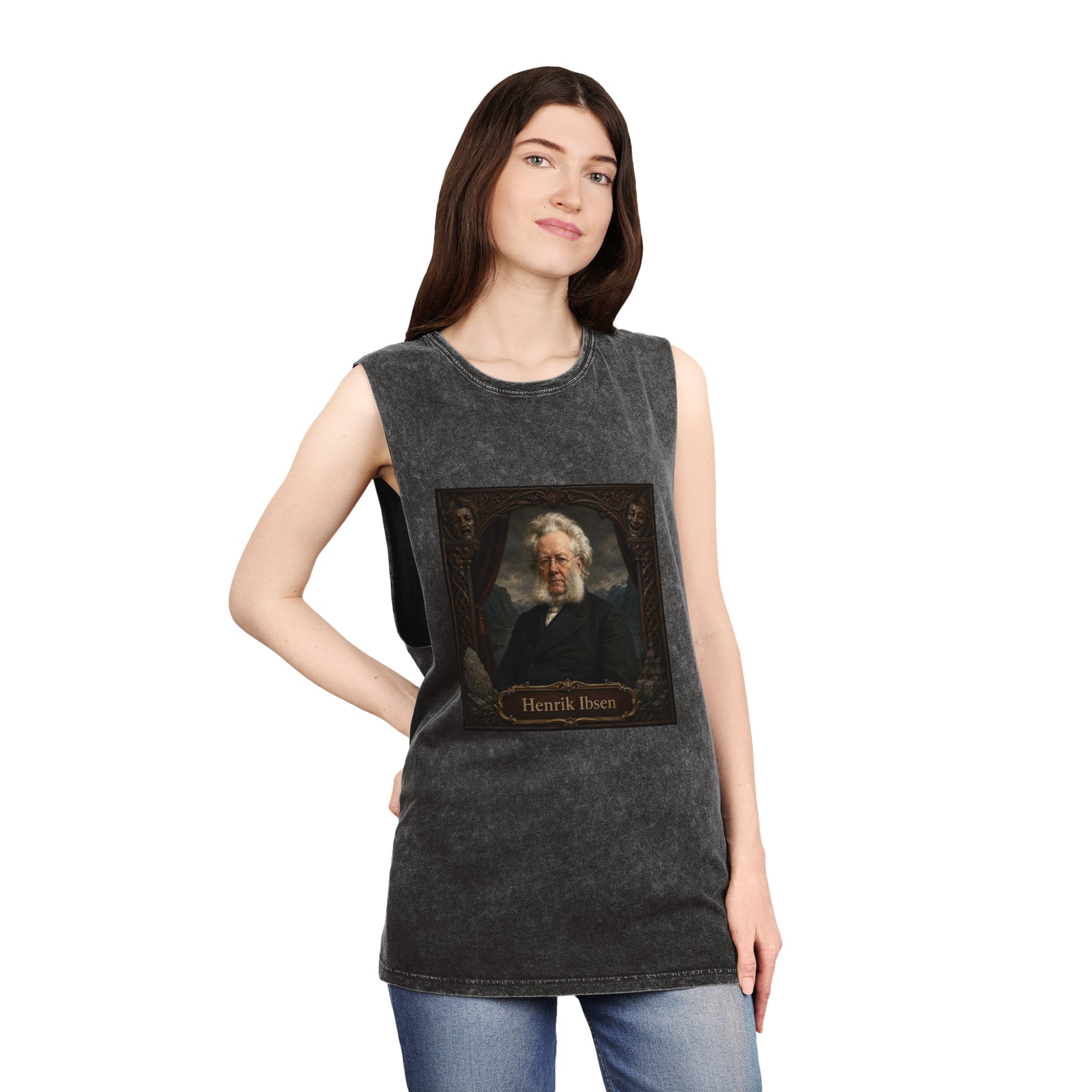 Henrik Ibsen Unisex Stonewash Tank Top - Image 4