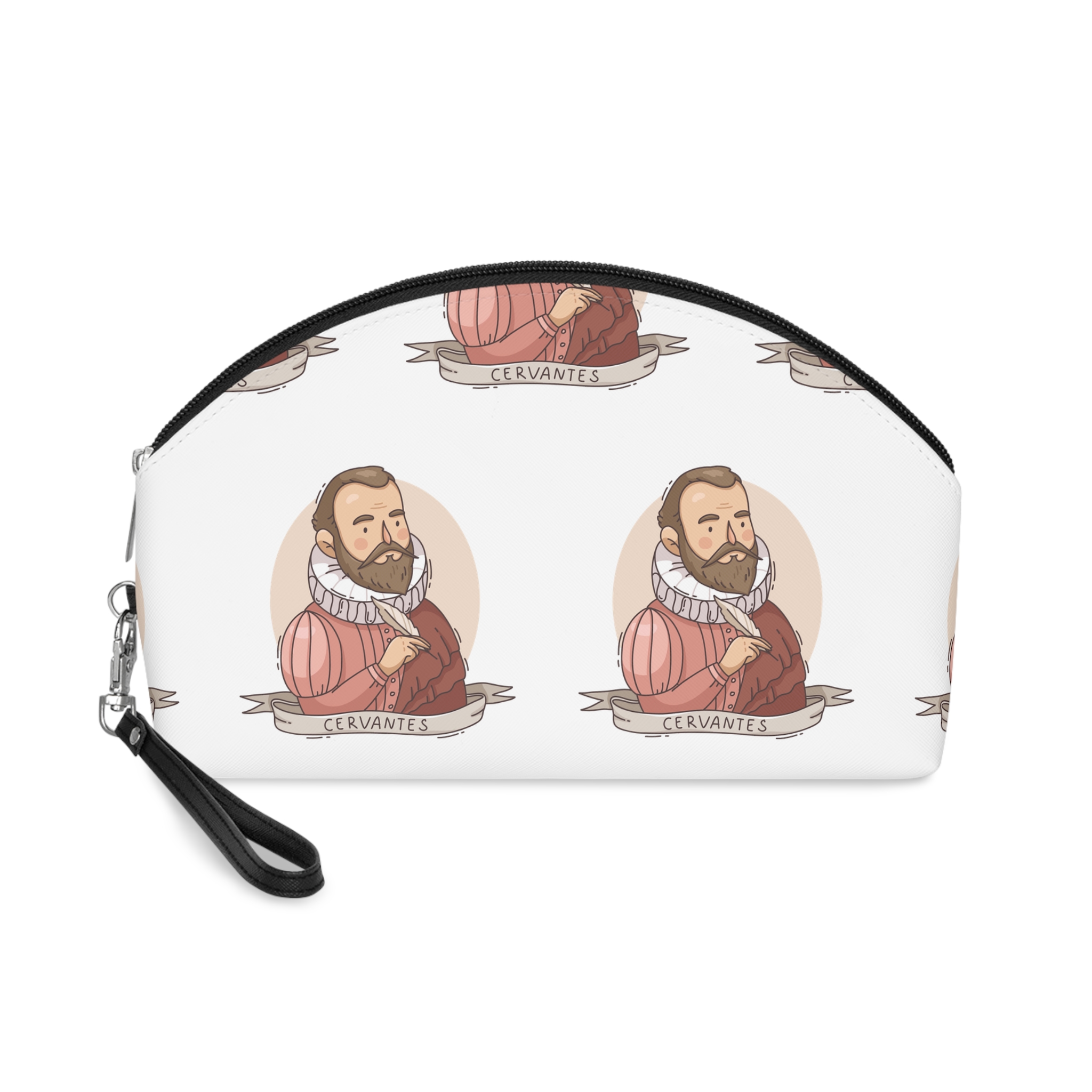 Hand Drawn Miguel de Cervantes Illustration Makeup Bag