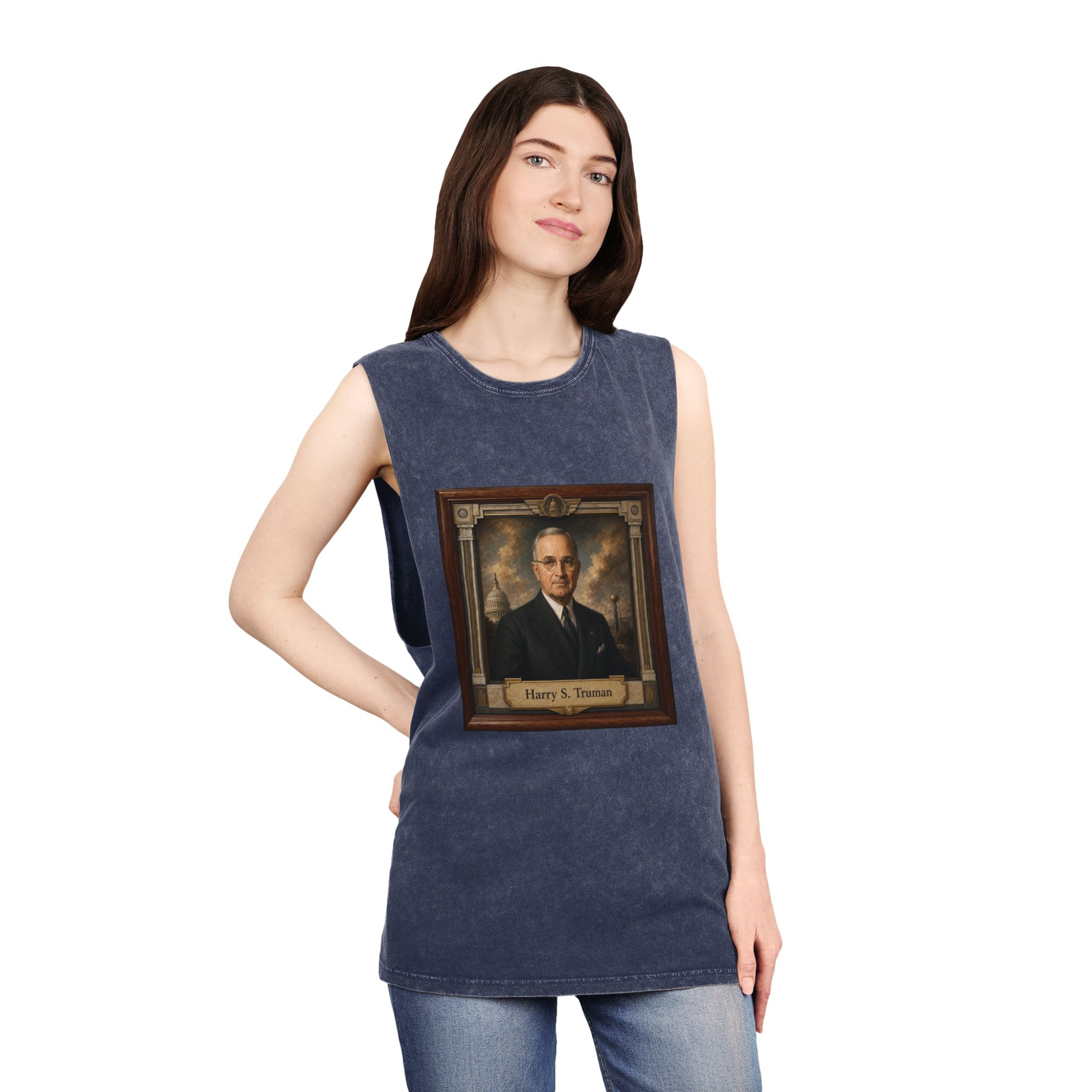 Harry S Truman Unisex Stonewash Tank Top - Image 16