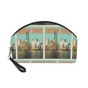 Freedom Tower Retro Travel Poster Makeup Bag