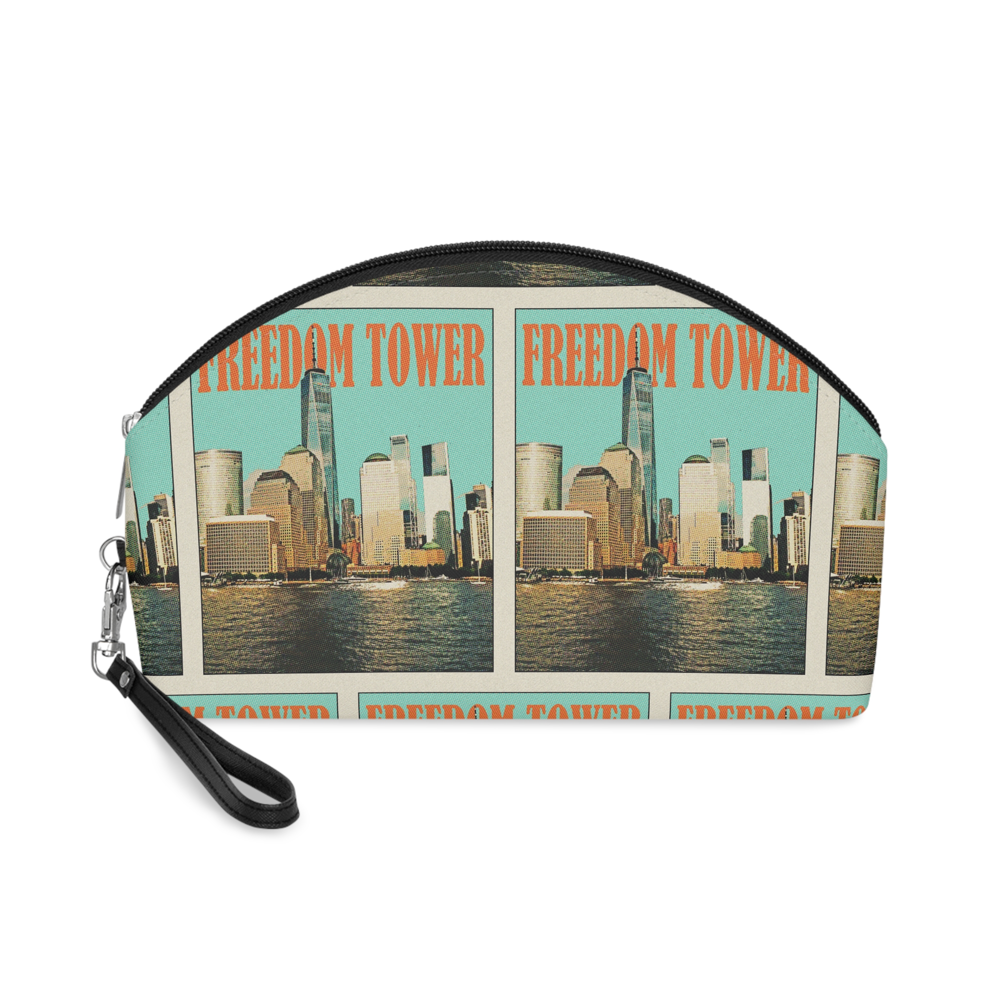 Freedom Tower Retro Travel Poster Makeup Bag