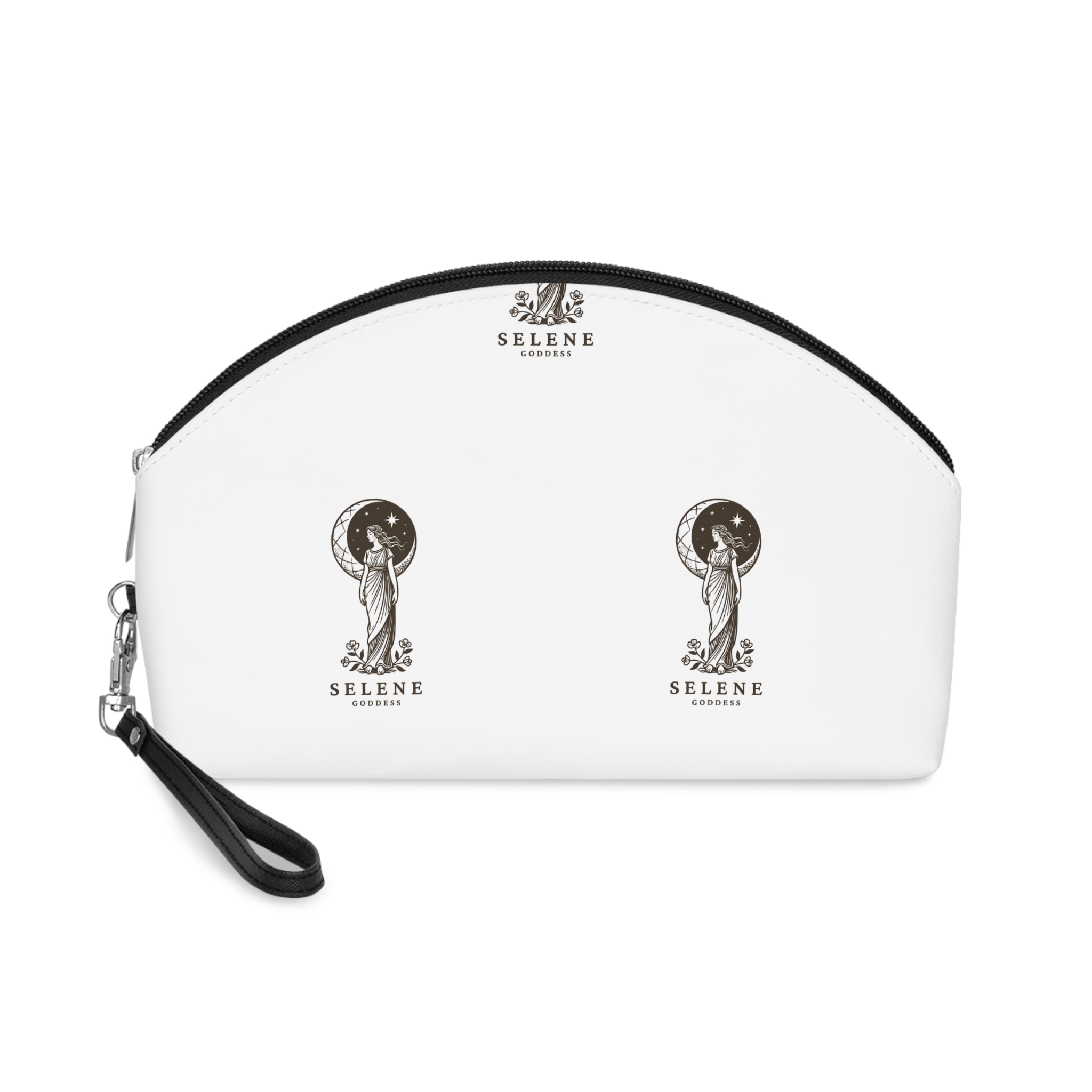 Engraving Illustration Selene Greek Moon Goddess Vector Template Makeup Bag