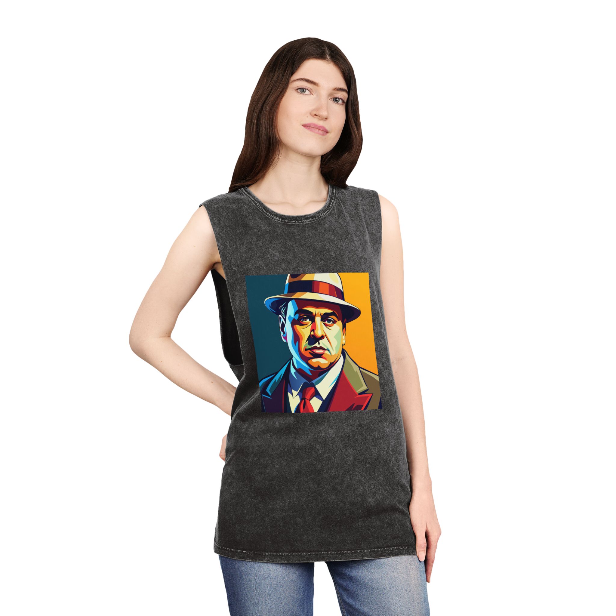 Al Capone V2 Unisex Stonewash Tank Top - Image 4