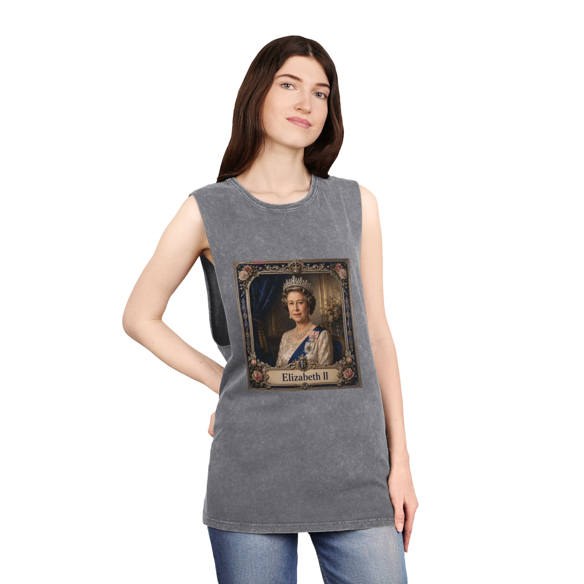 Elizabeth II Unisex Stonewash Tank Top - Image 12