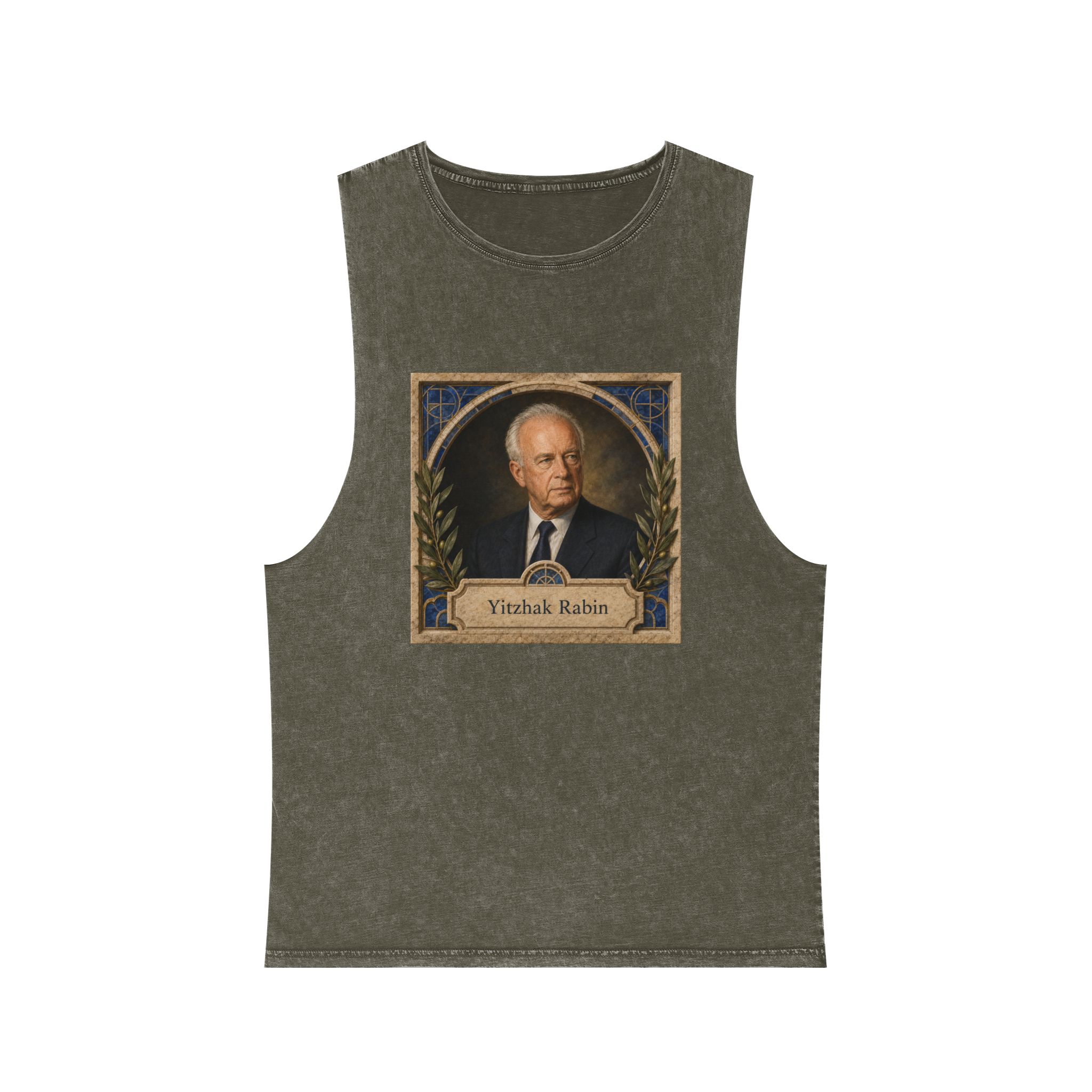 Yitzhak Rabin Unisex Stonewash Tank Top - Image 5