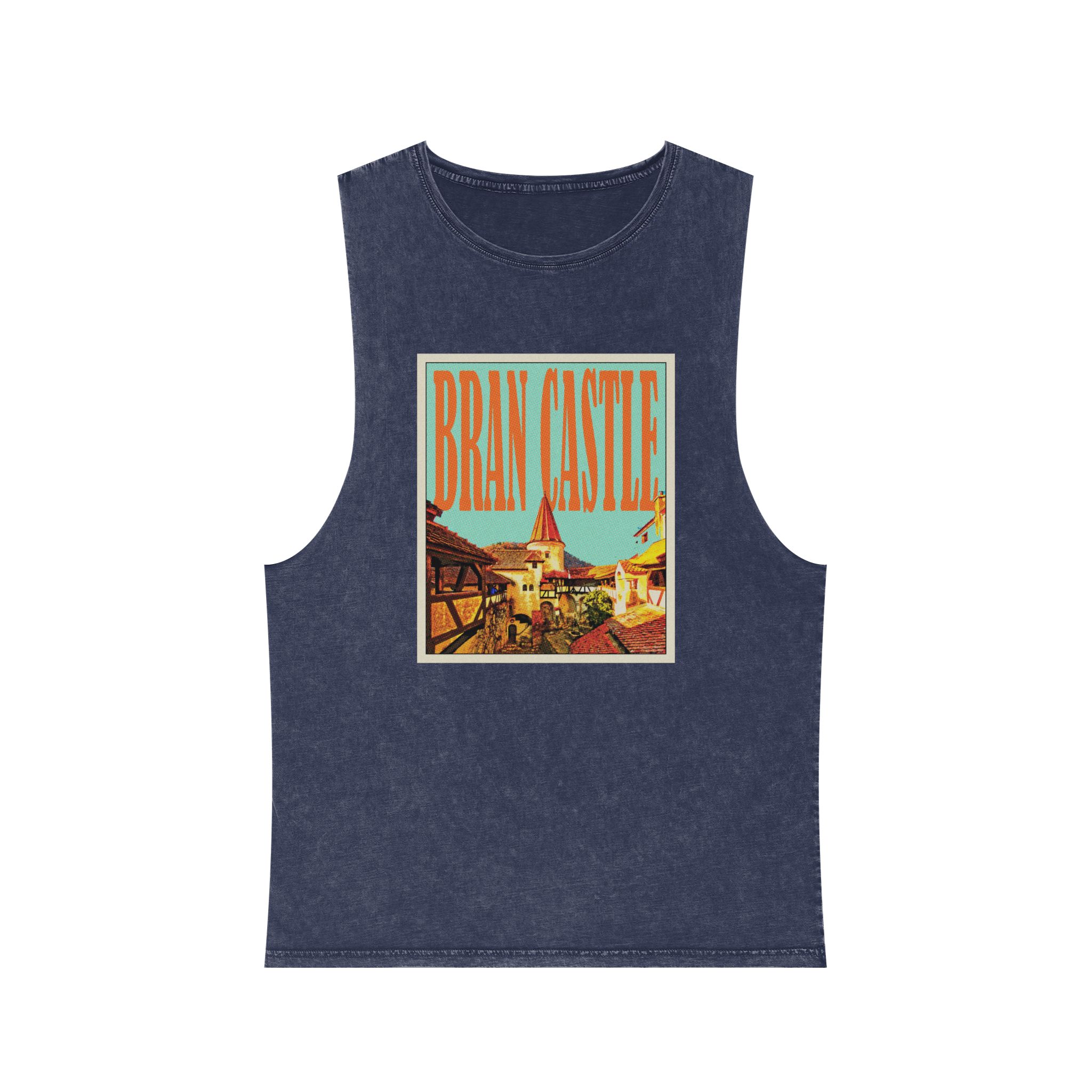 Bran Castle Retro Travel Poster (1) Unisex Stonewash Tank Top - Image 13