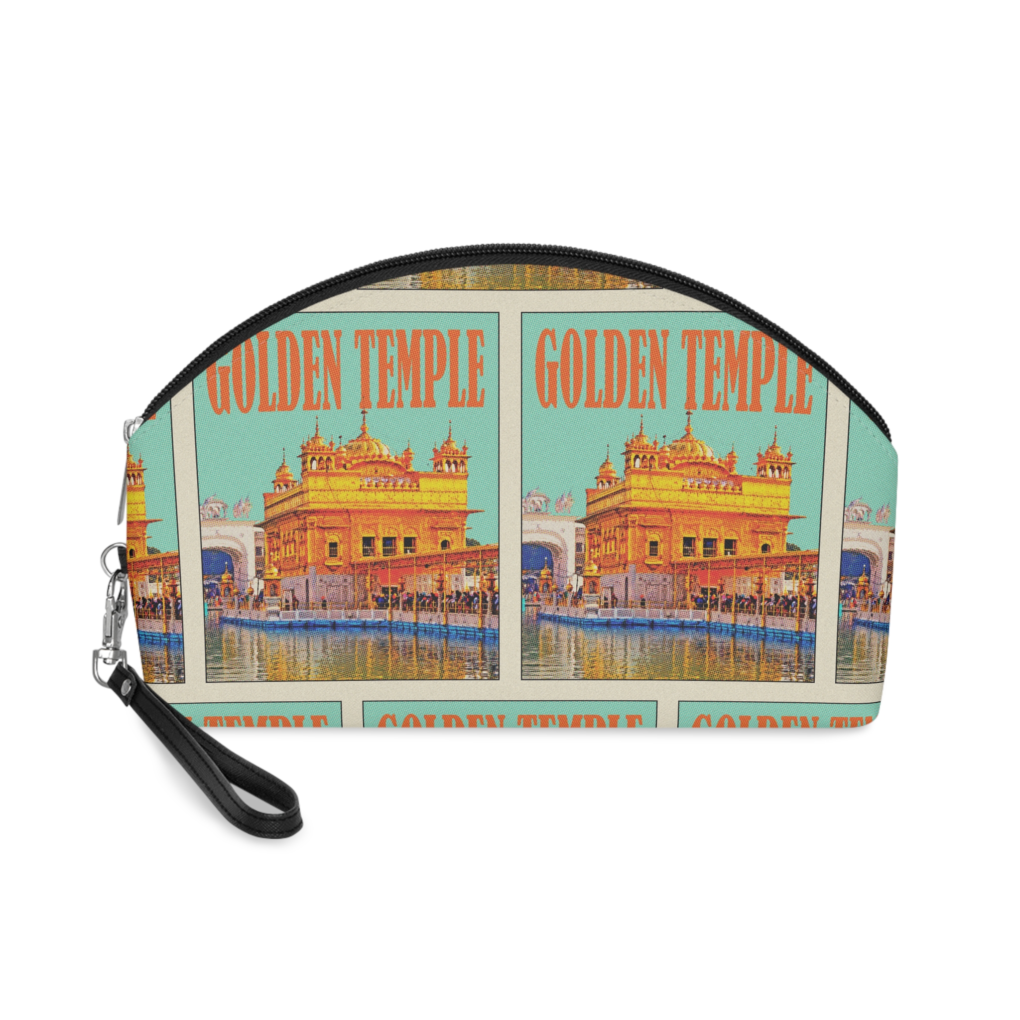 Golden Temple Retro Travel Poster Makeup Bag