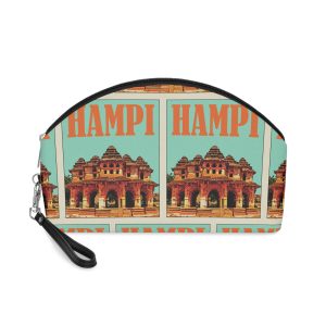 Hampi Retro Travel Poster (1) Makeup Bag