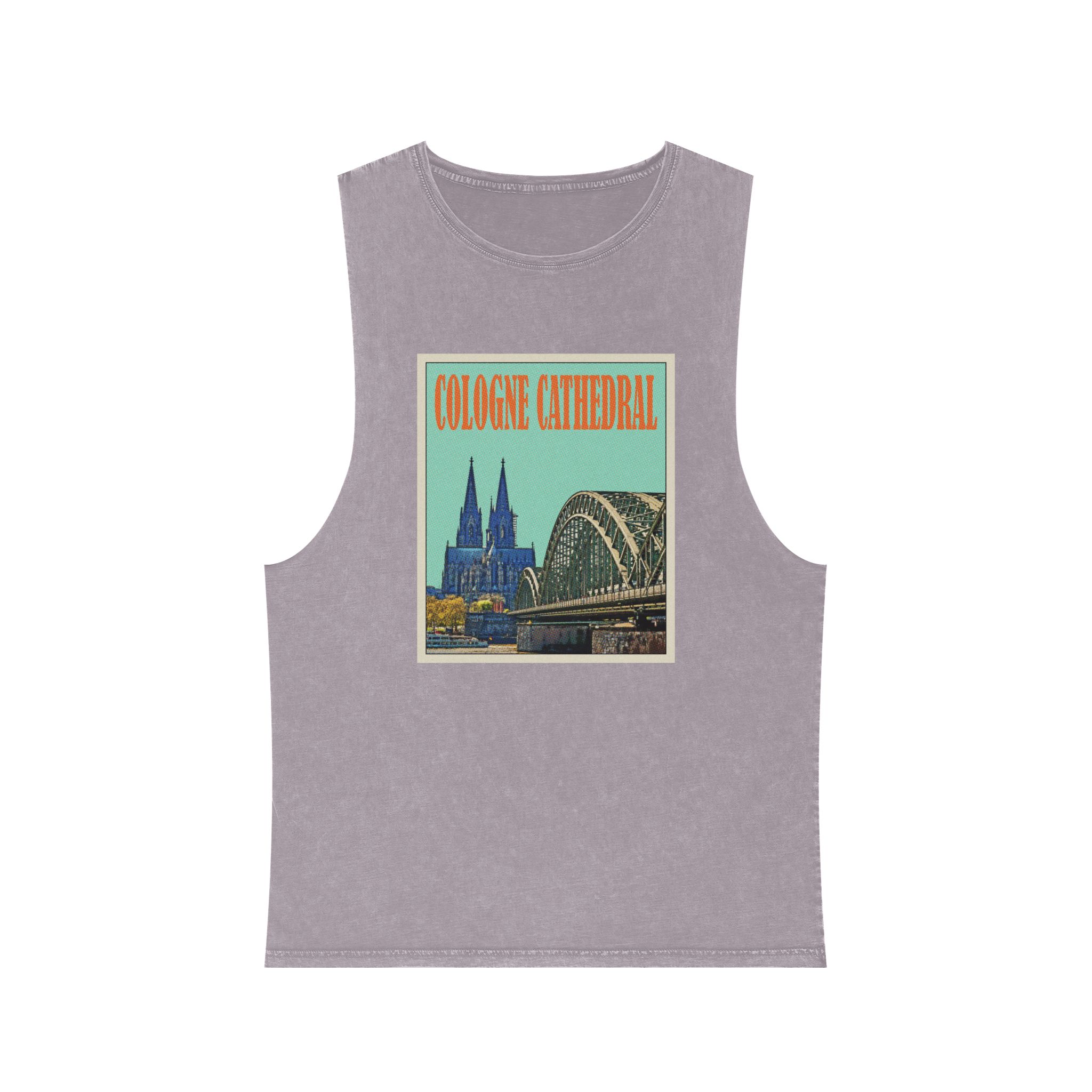 Cologne Cathedral Retro Travel Poster Unisex Stonewash Tank Top - Image 17