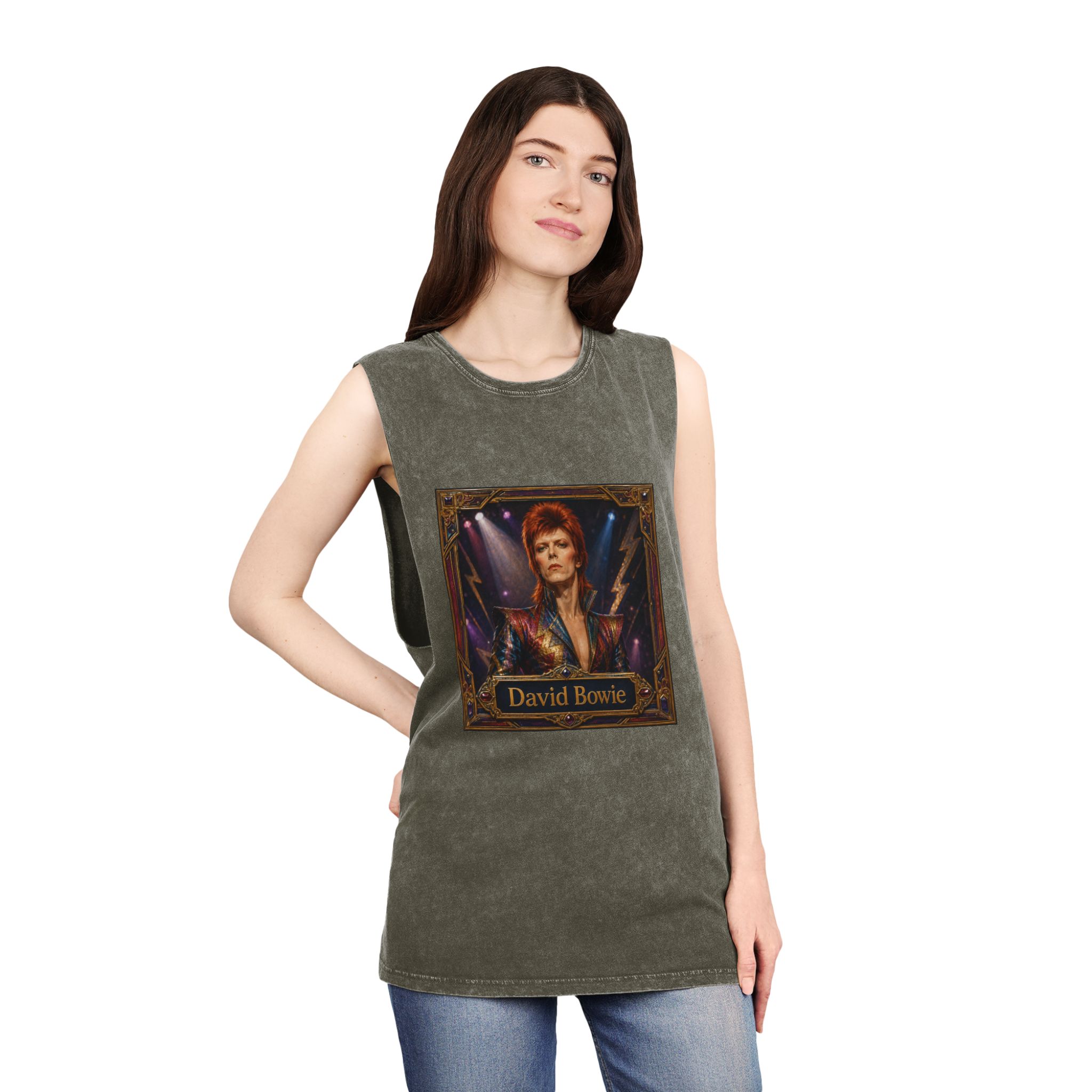 David Bowie Unisex Stonewash Tank Top - Image 8