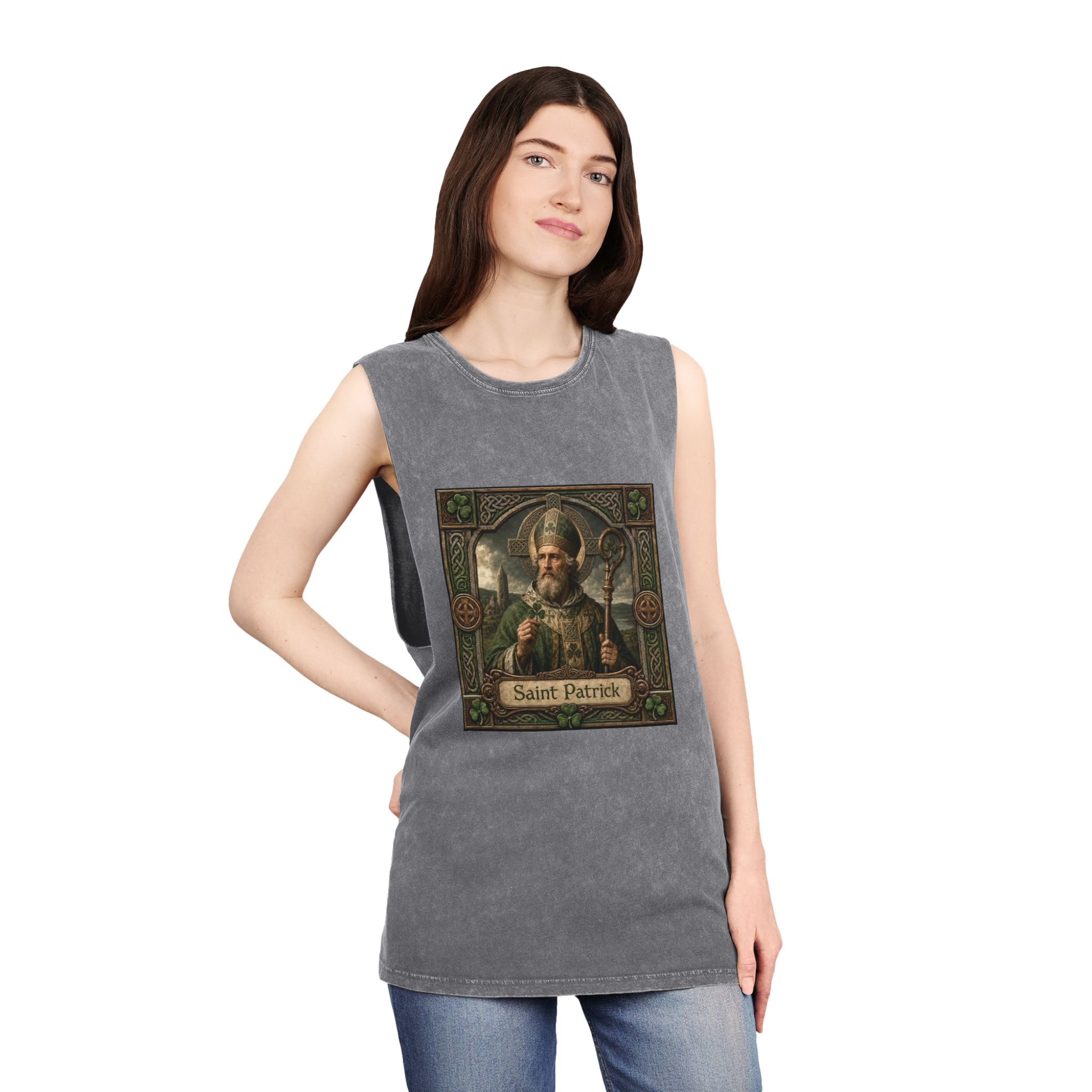 Saint Patrick Unisex Stonewash Tank Top - Image 12